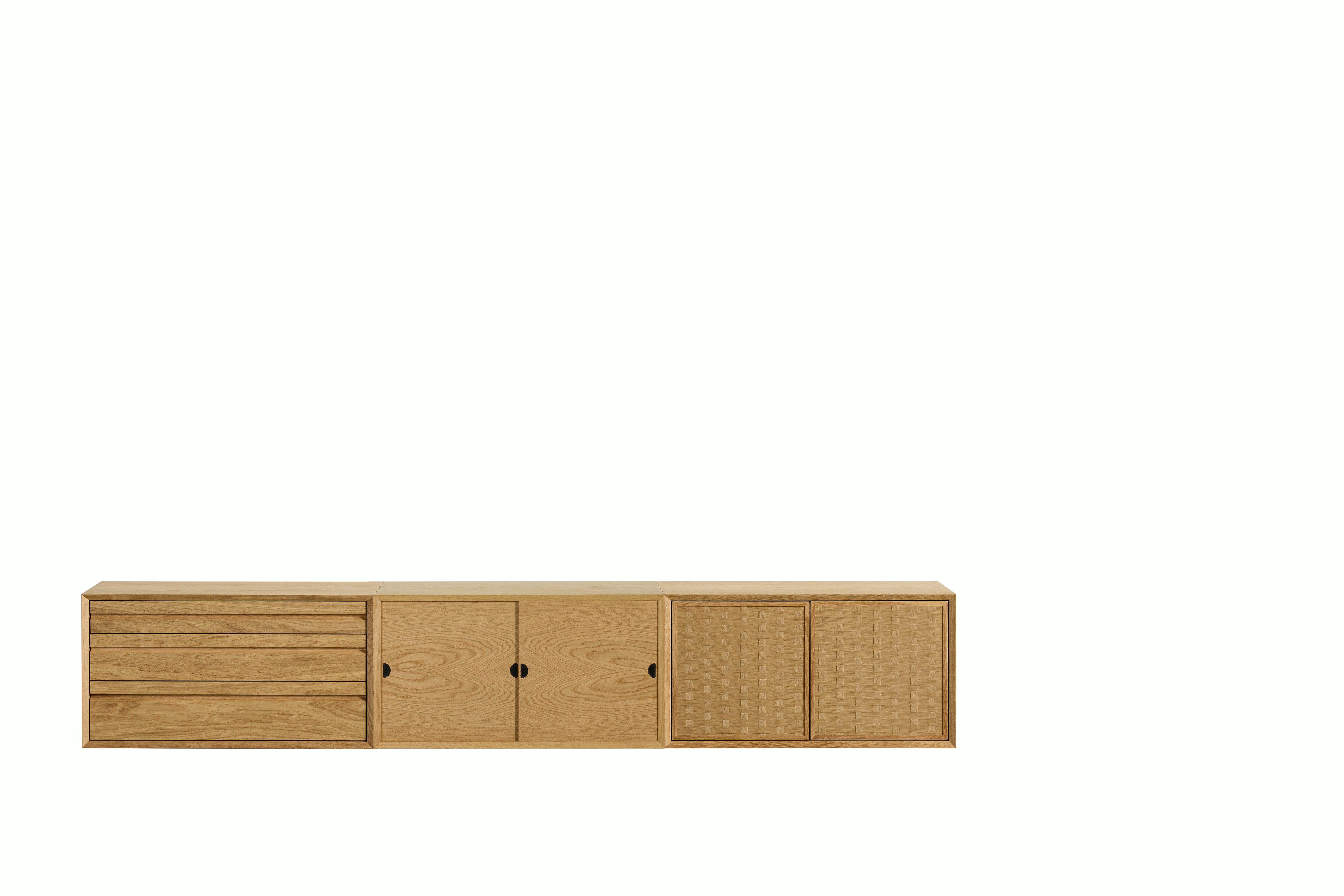 System Cado Sideboard - 3 Cabinets,  Oak,  Mixed Cabinets