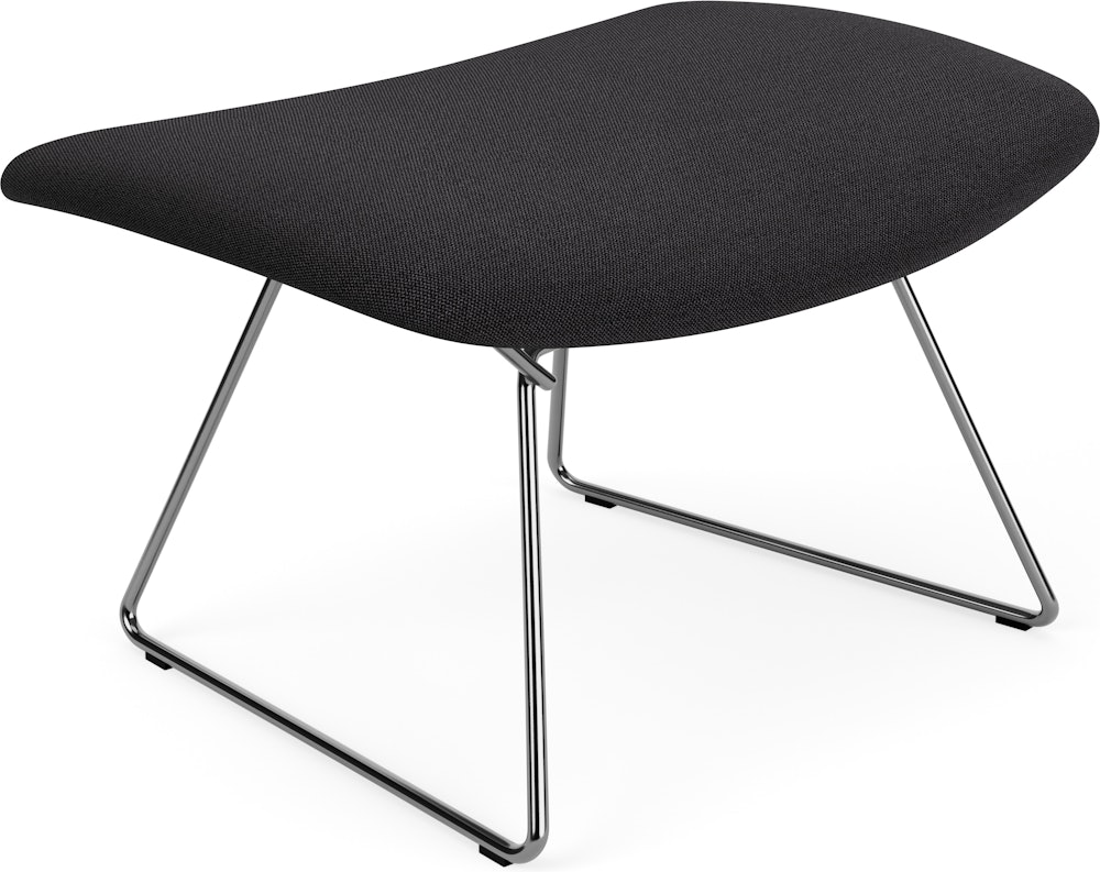 Bertoia Bird Ottoman, Polished Chrome, Full Cover, Hourglass, Caviar