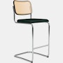 Cesca Bar Stool - Caned with Ebonized Beech Back,  Upholstered Seat,  Volo Leather,  Arbor Shade