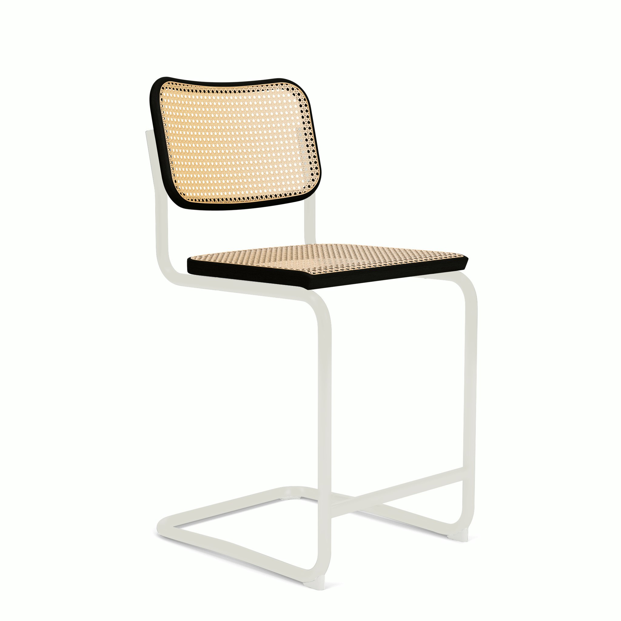Cesca Stool - Cane,  Ebonized Beech,  White