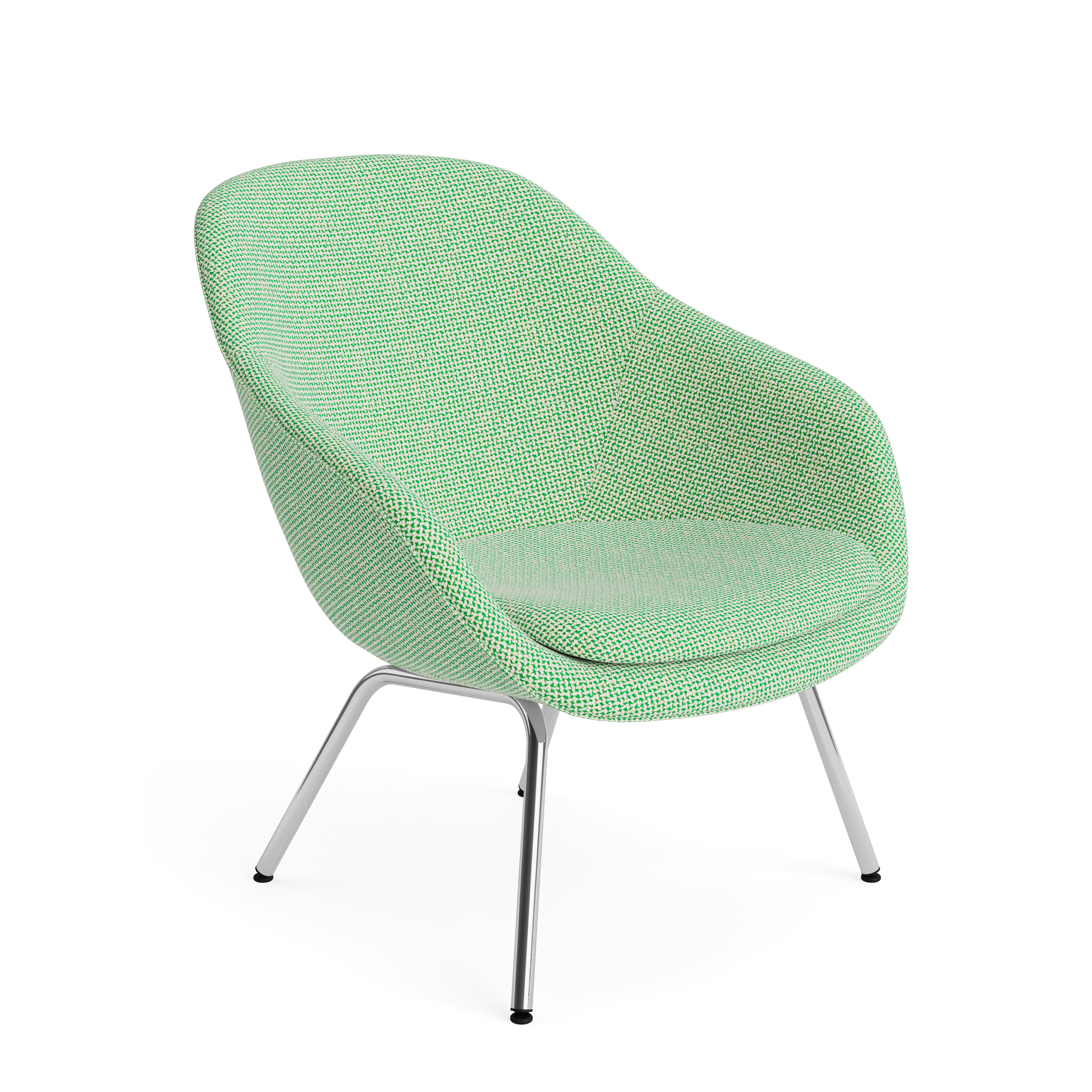 AAL 87 Armchair, Low Back - Standard, Tartaglia, 989 Green White, Chromed Steel