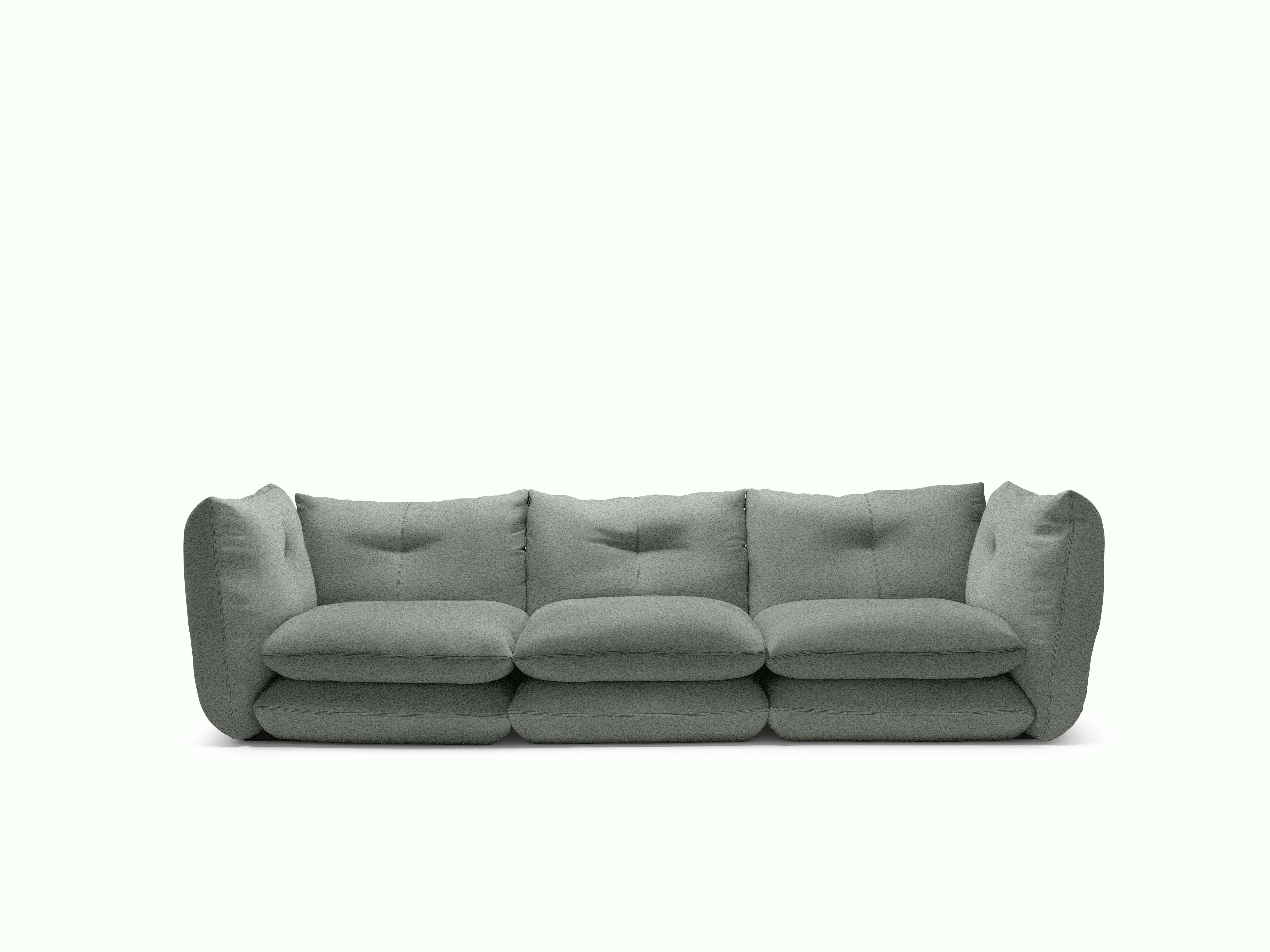 Pillo Sofa -  Three Seater, Standard, Puff, Grey