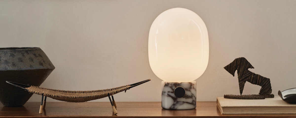 JWDA Table Lamp on credenza in home setting