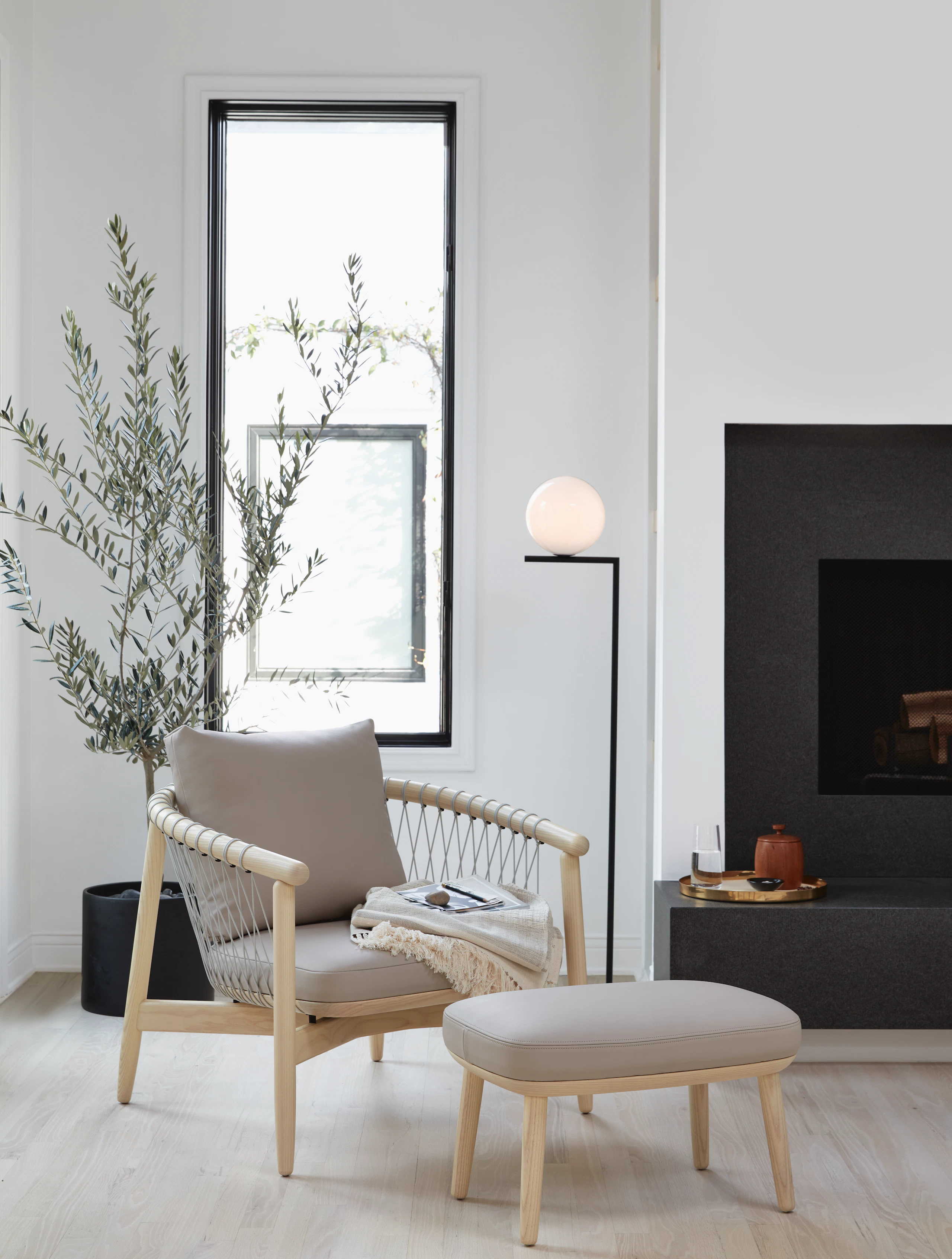 Crosshatch Chair with Crosshatch Ottoman