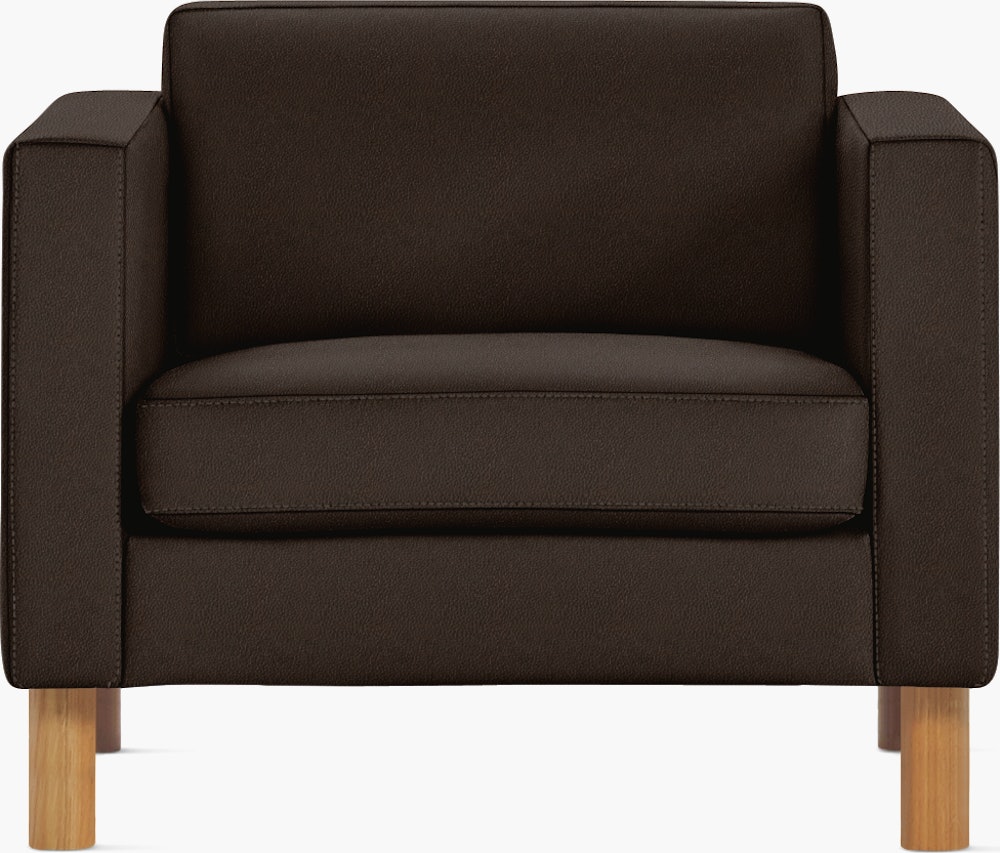 Lispenard Arm Chair in java brown leather  with 6" legs.