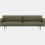 Outline Sofa, 3-Seater,  Black, Easy Leather ,Birch