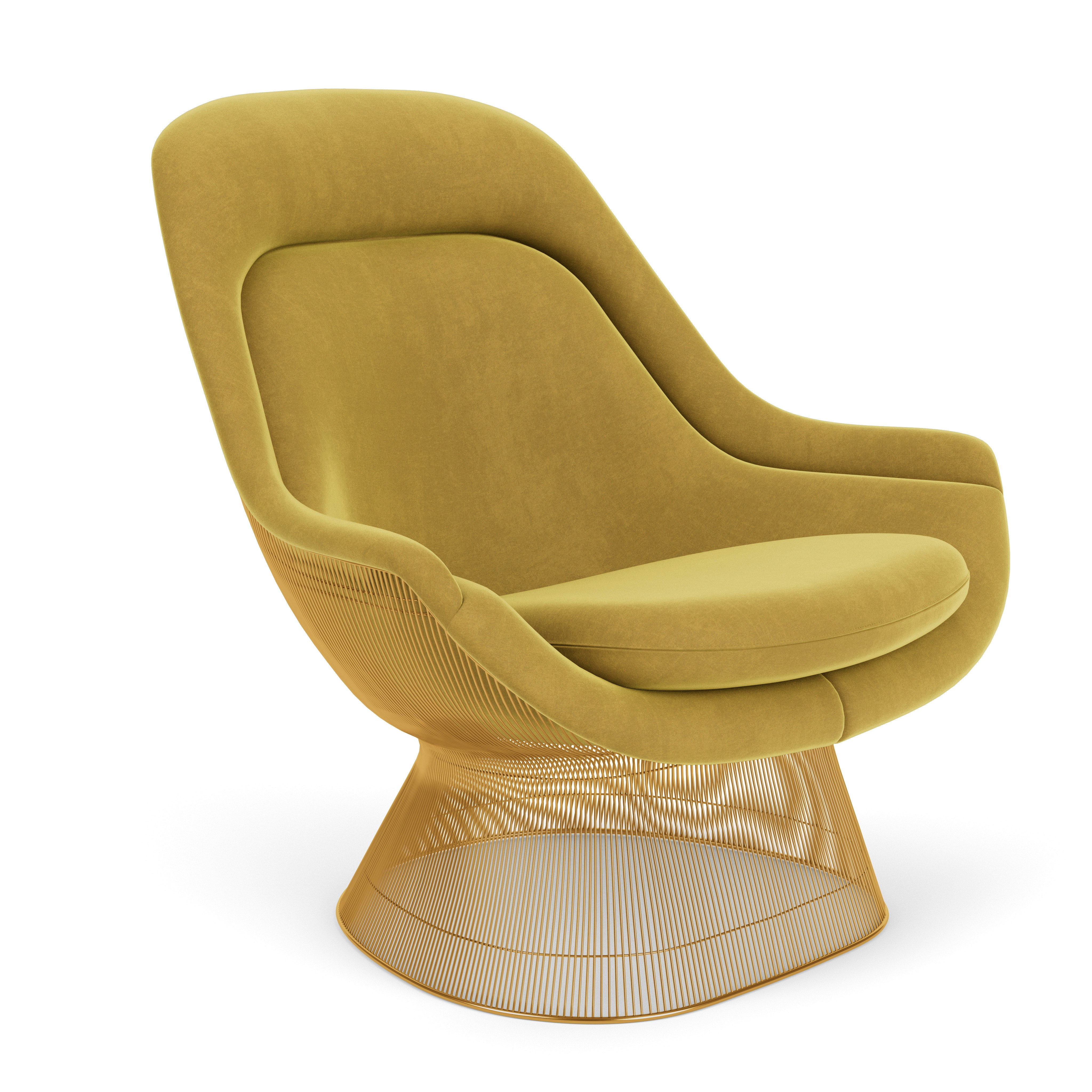 Platner Easy Chair - Gold, Knoll Velvet, Amarillo