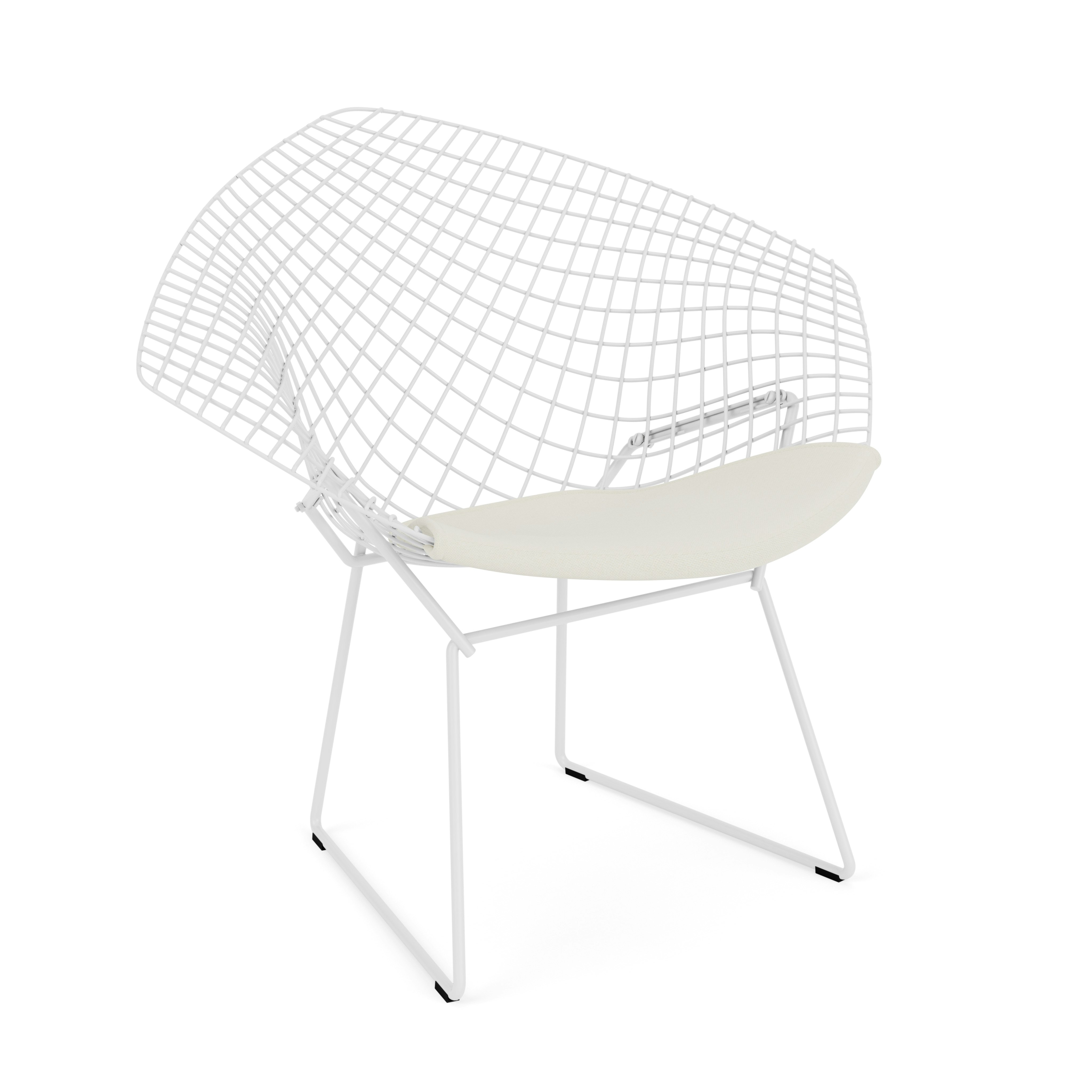 Bertoia Diamond Chair, White, Seat Pad, Crossroad, Pearl