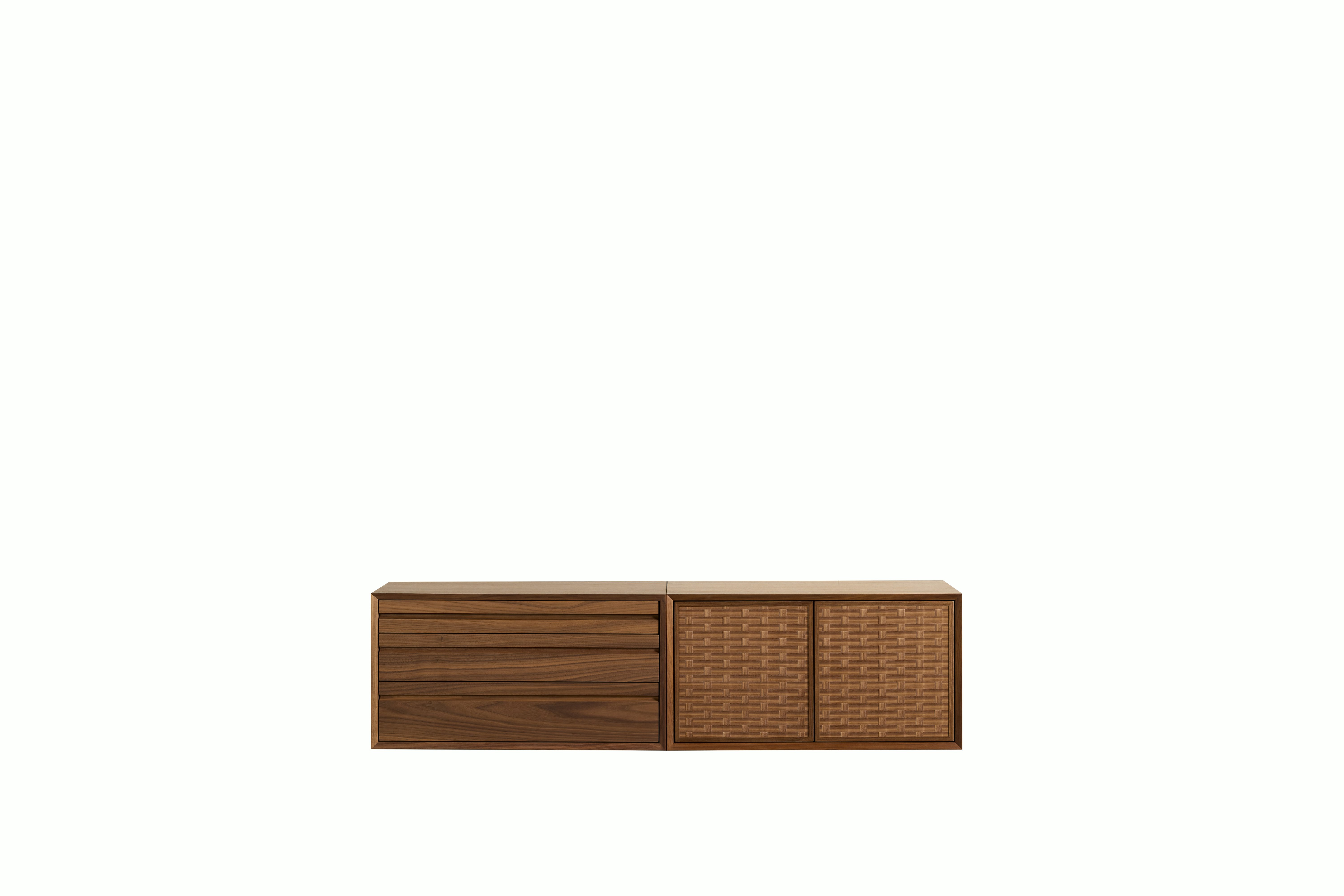 System Cado Sideboard - 2 Cabinets,  Walnut,  Mixed Cabinet B