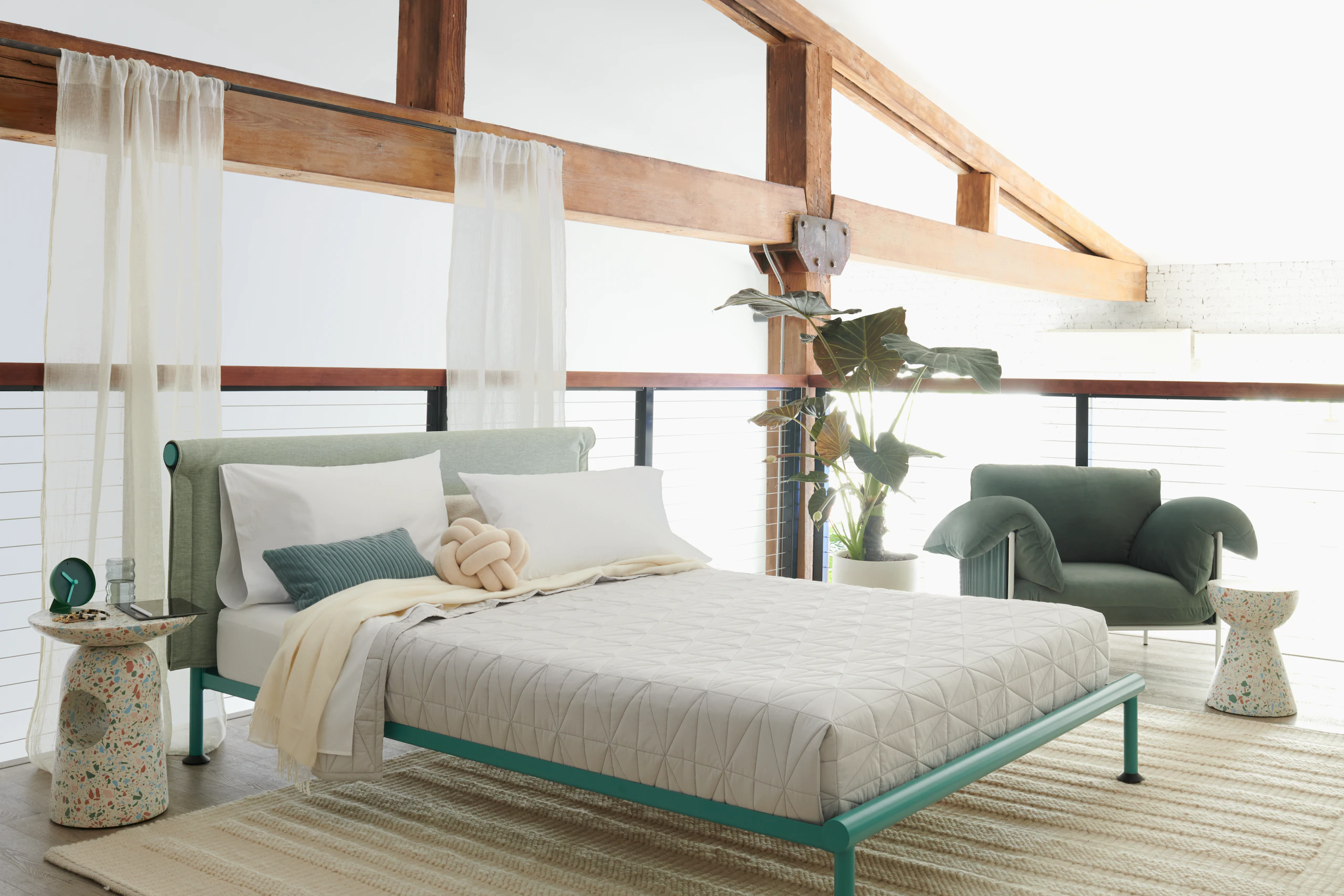 Tamoto Bed, Hew Table Terrazzo and Alva Chair