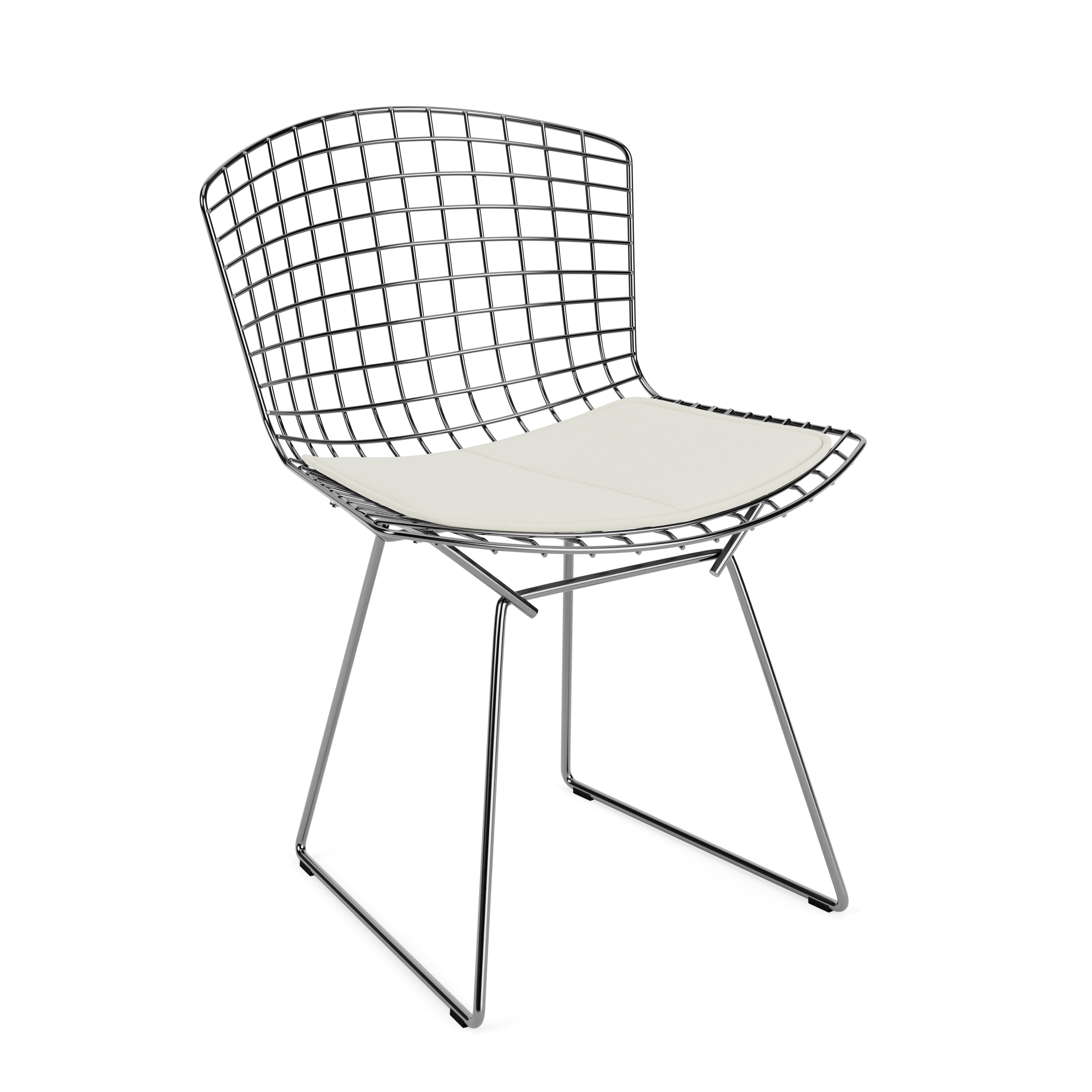 Bertoia Side Chair- Seat Pad, Polished Chrome, Crossroad, Pearl
