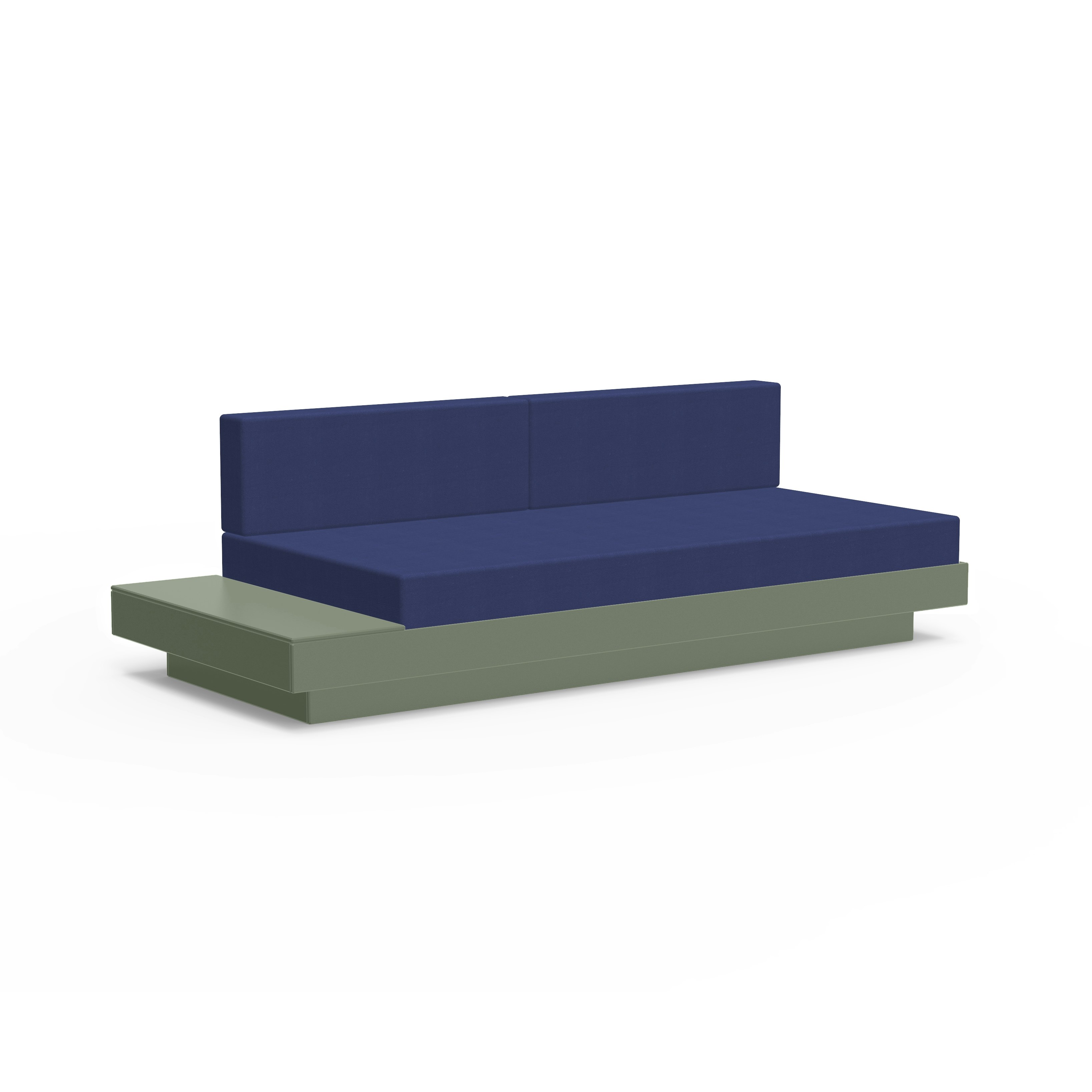 Platform One Sofa with One Table,  Sage Frame,  Navy Cushions