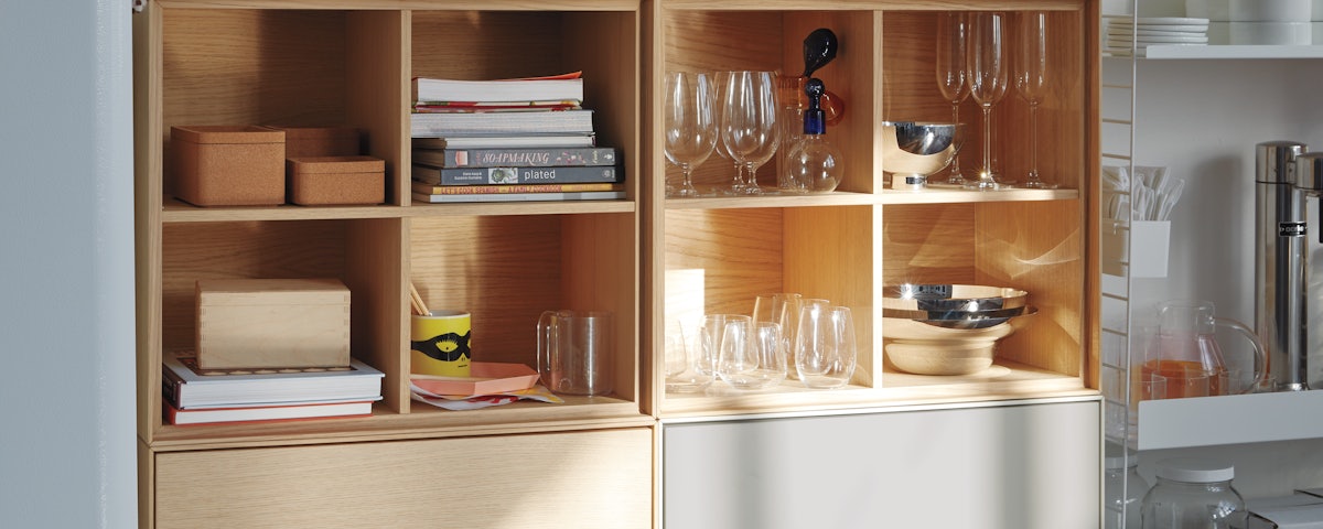 Forma Boxes holding barware in a home setting