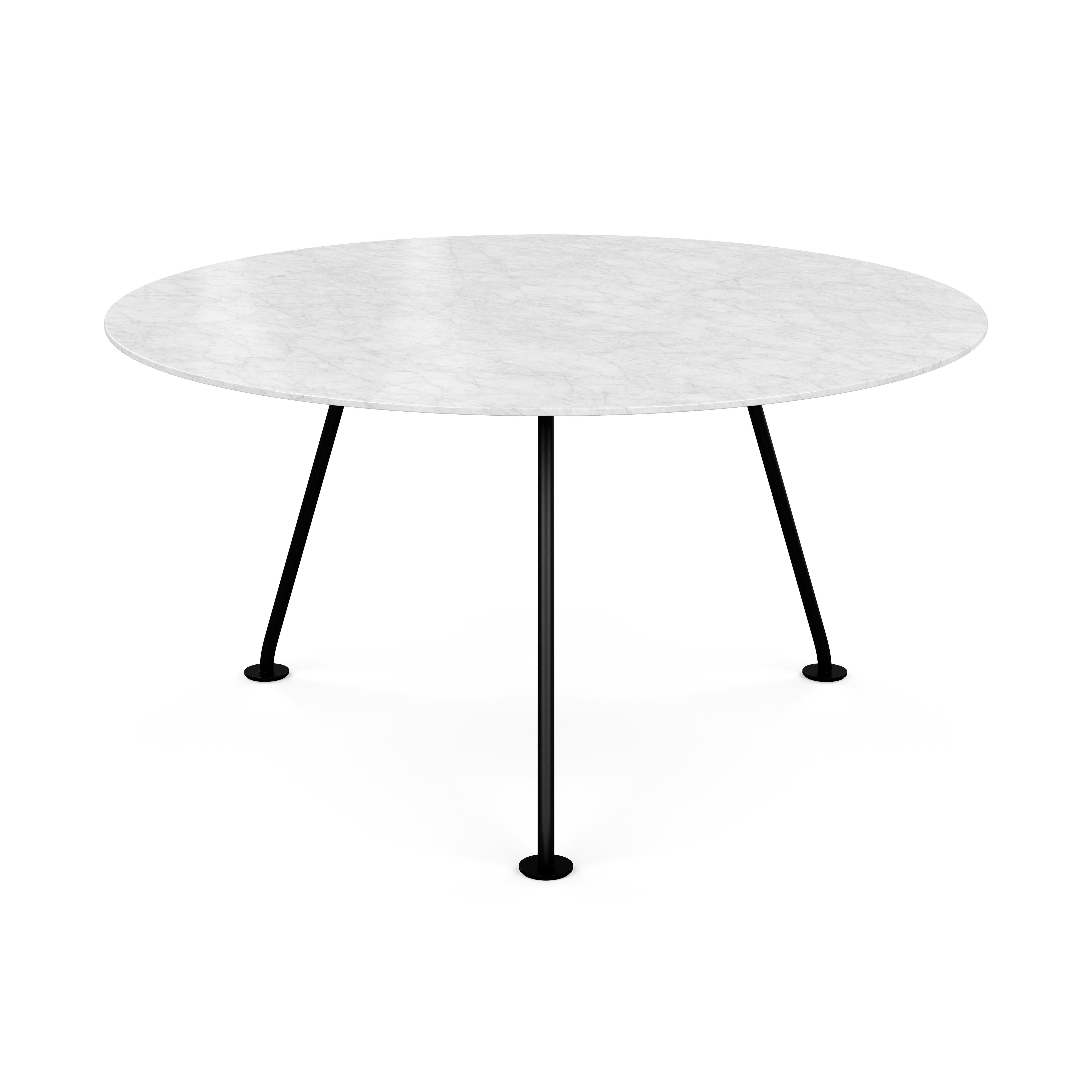 Grasshopper Dining Table - Round,  54",  Polished Carrara Marble,  Black"
