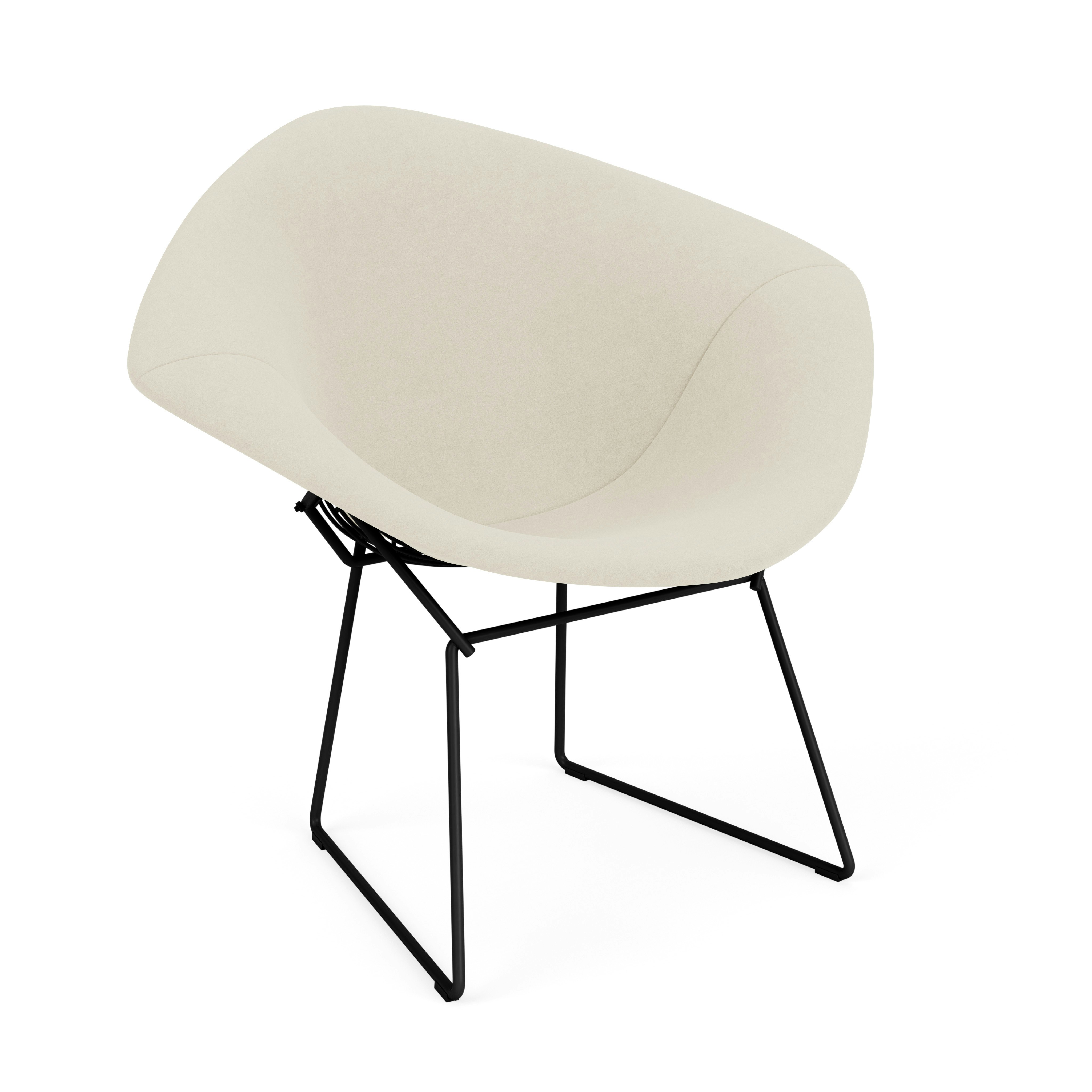 Bertoia Diamond Chair, Black, Full Cover, Ultrasuede, Cement