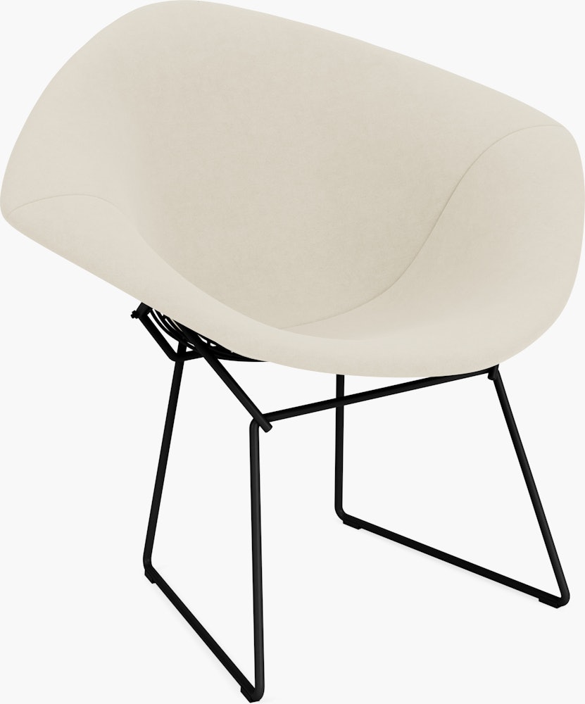Bertoia Diamond Chair, Black, Full Cover, Ultrasuede, Cement
