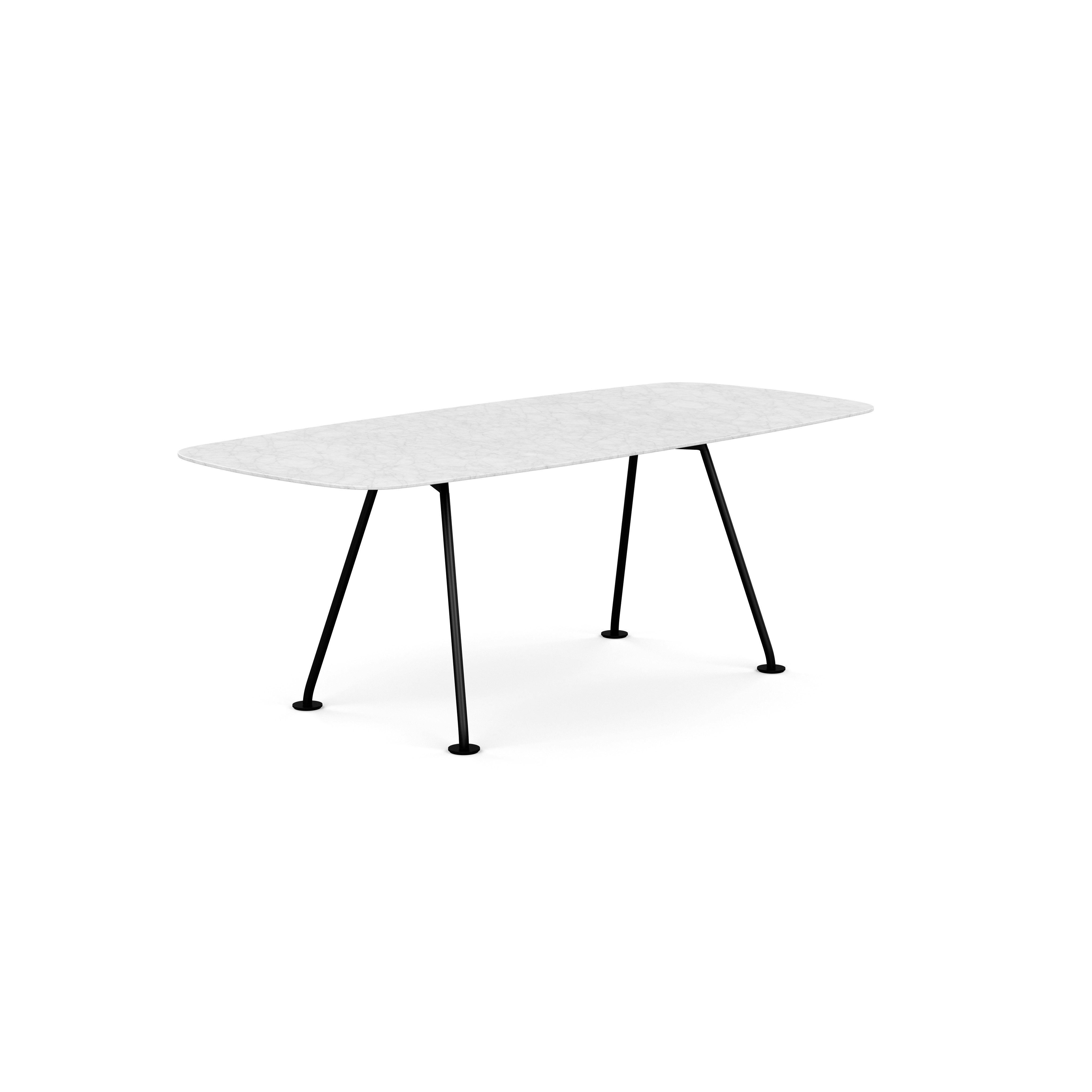 Grasshopper Dining Table - Rectangular,  79",  Satin Carrara Marble,  Black"