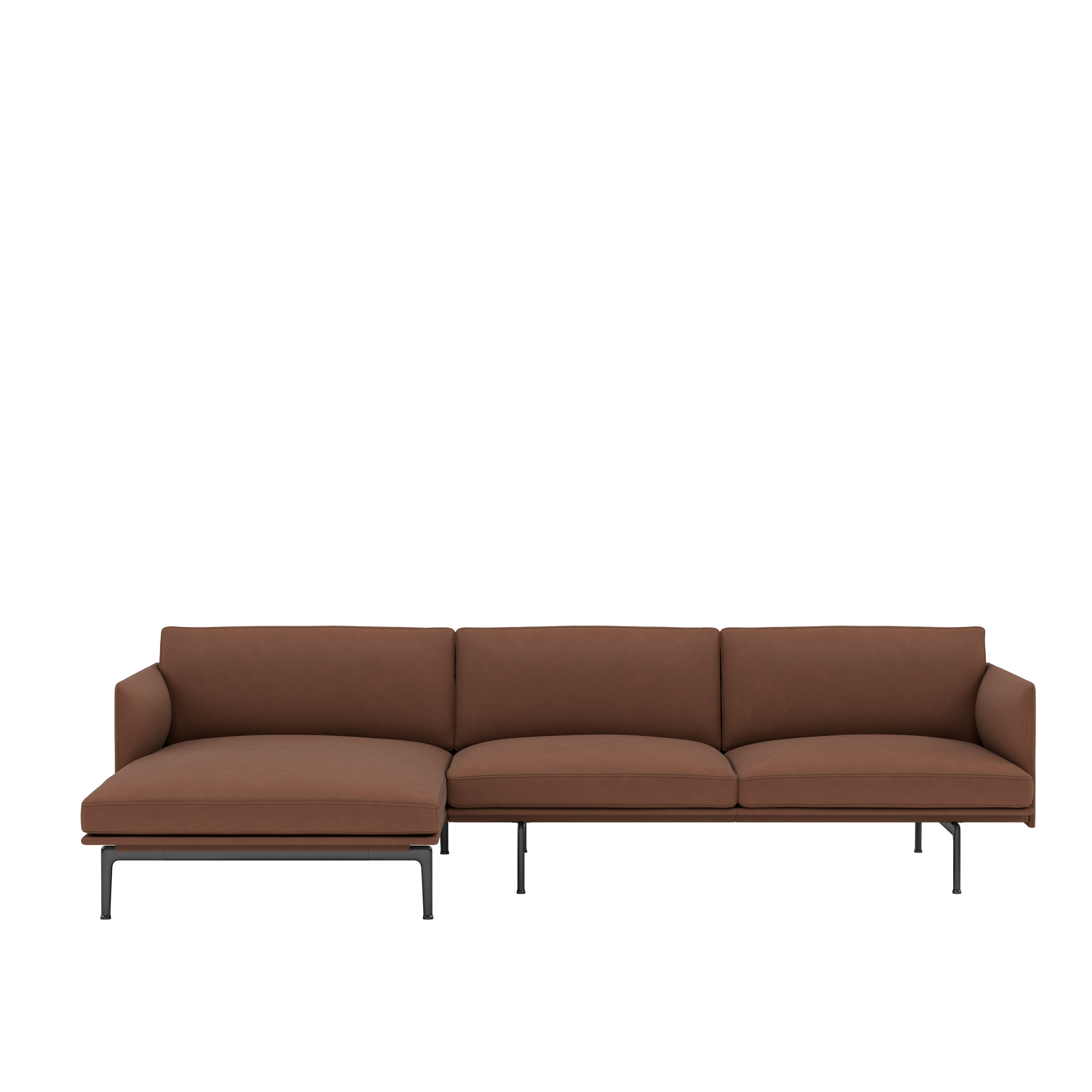Outline Chaise Lounge,  Left\BASE: Black\LEATHER: Allure Leather (T)\COL: Cedar