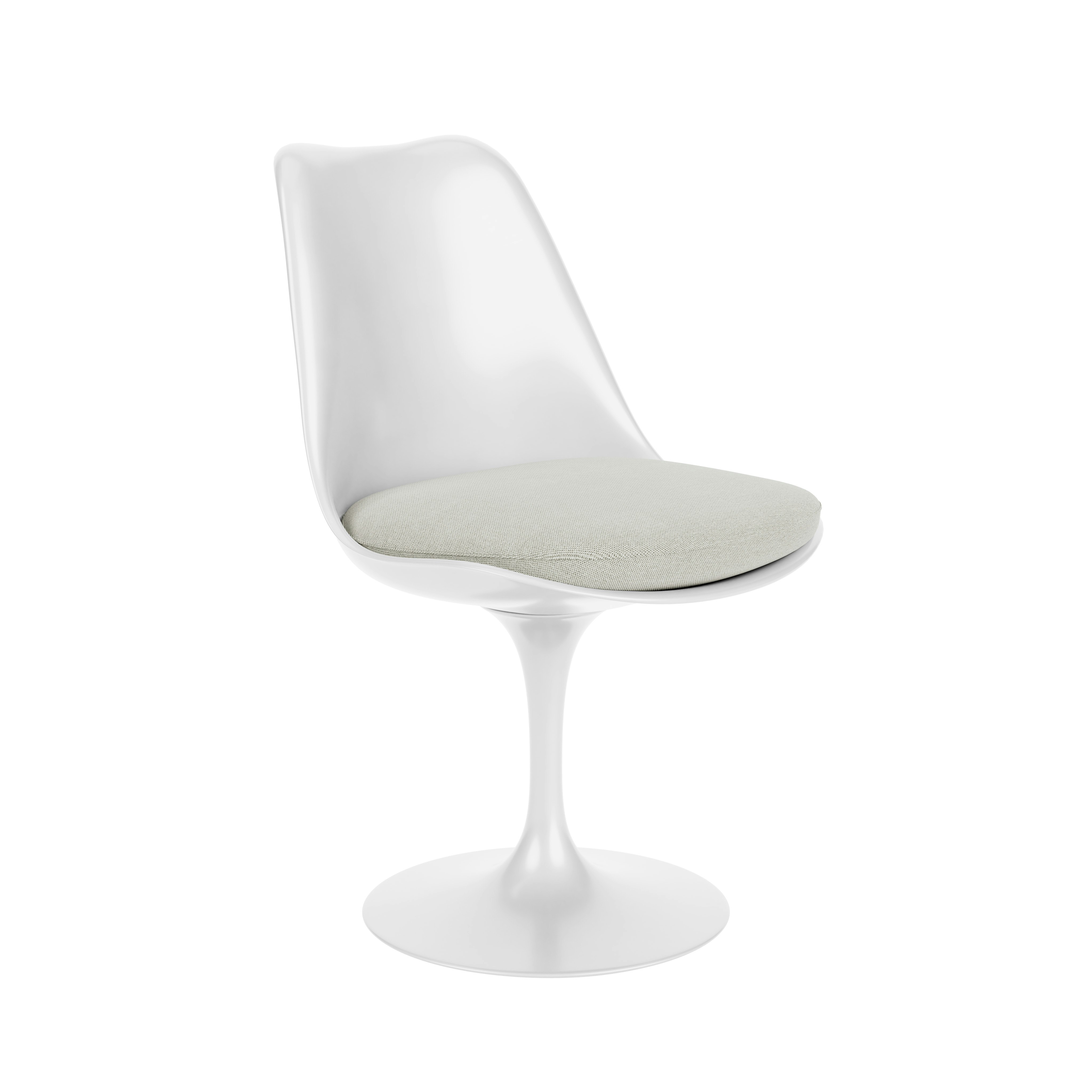 Saarinen Tulip Side Chair - Side Chair, Seat Cushion, Swivel, Crossroad, Gravel, White