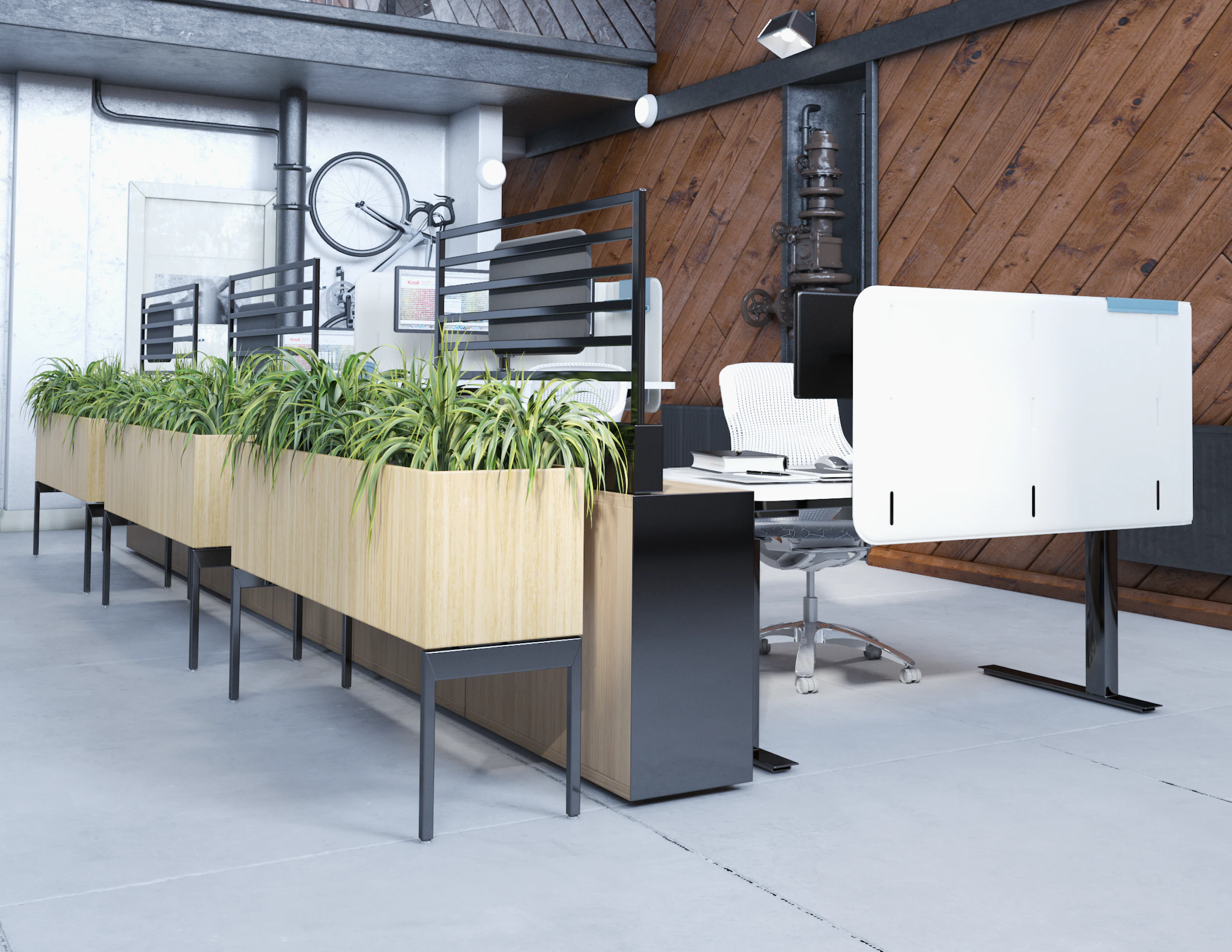 Antenna Power Beam, Antenna Hybrid Storage, Antenna Workspaces, Ladder, Tone, Planter, k. screen Contour, k. screen Tray, Generation by Knoll