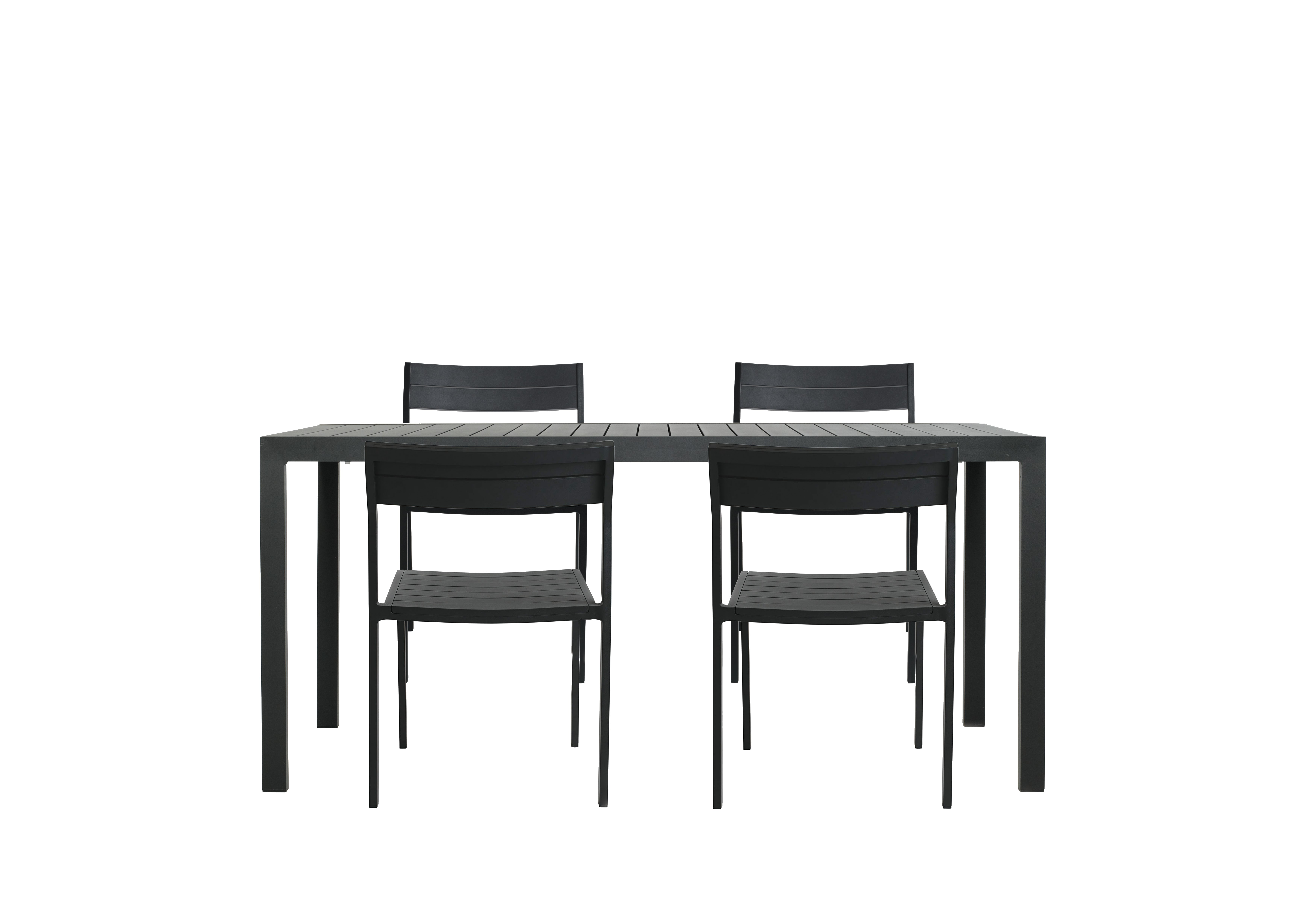 Eos Dining Set - Rectangular Table & 4 Side Chairs,  Black