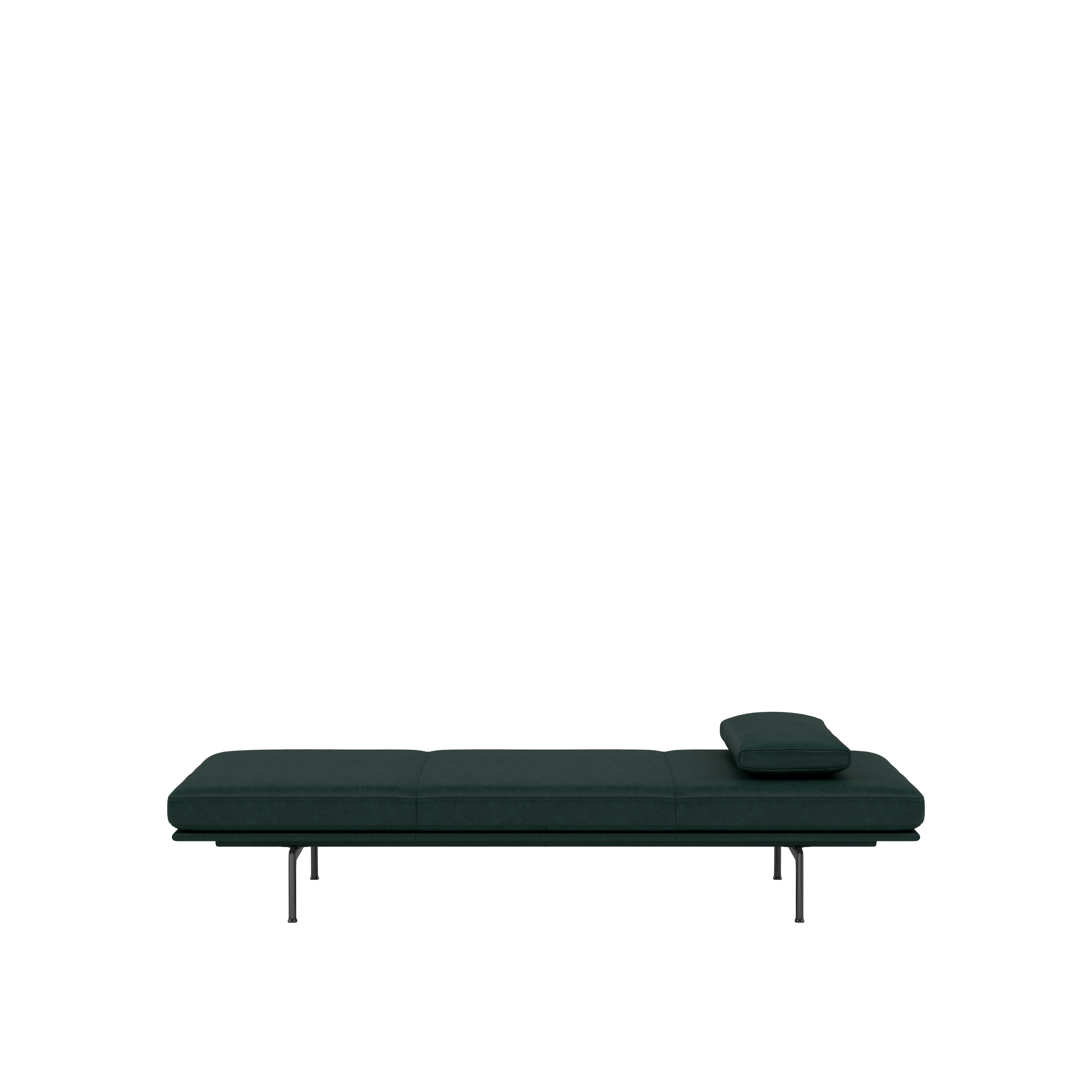 Outline Daybed with Cushion - Grace Leather,  Racing Green