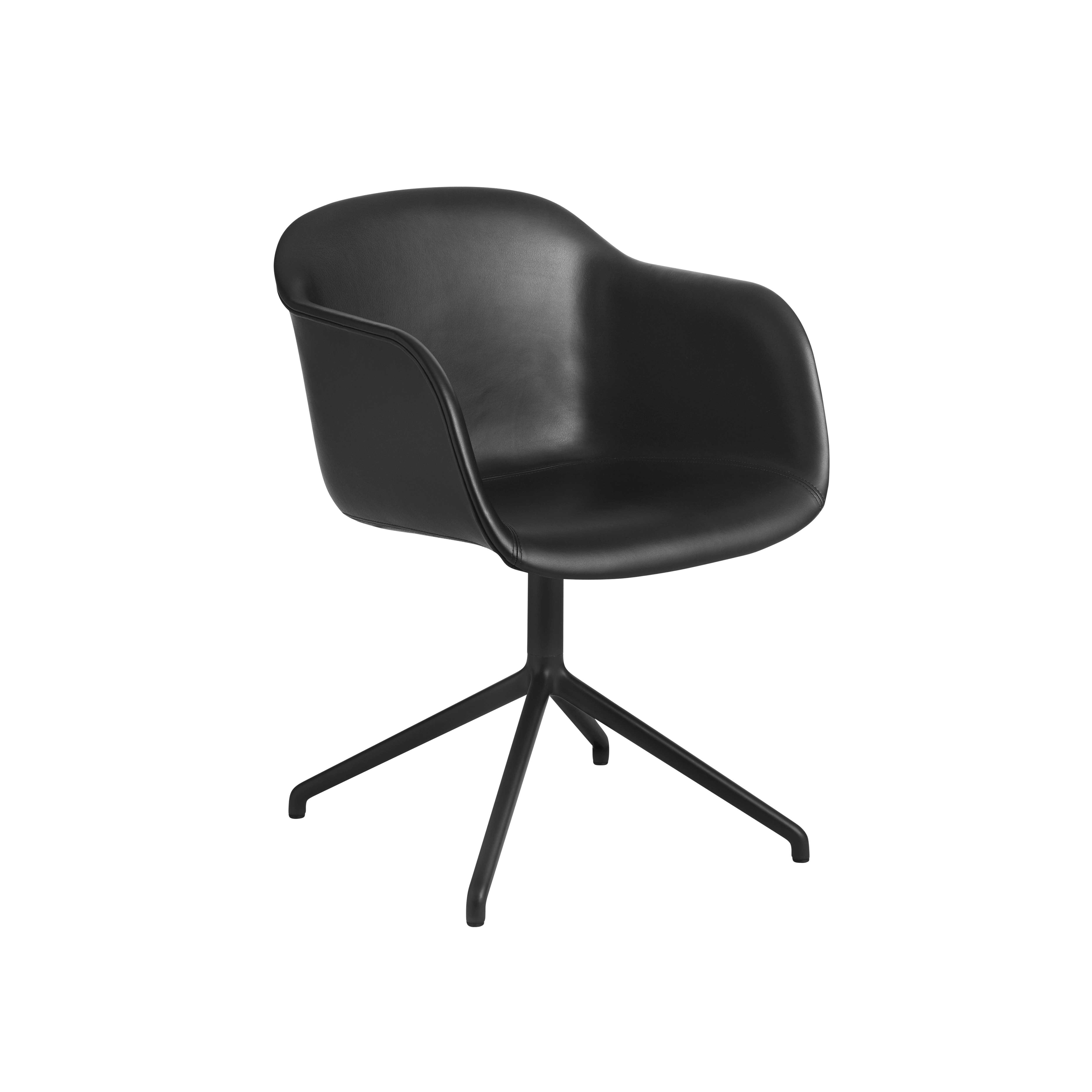 Fiber Swivel Chair - Armchair,  Refine Leather,  Black,  Black Tube