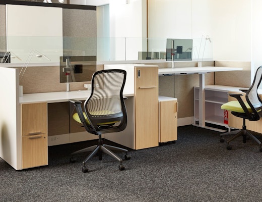 Anchor Storage with Tone  neochon showroom 2017 efficient planning anchor storage anchor tower anchor credenza ReGeneration by Knoll tone height adjustable table sapper monitor arm