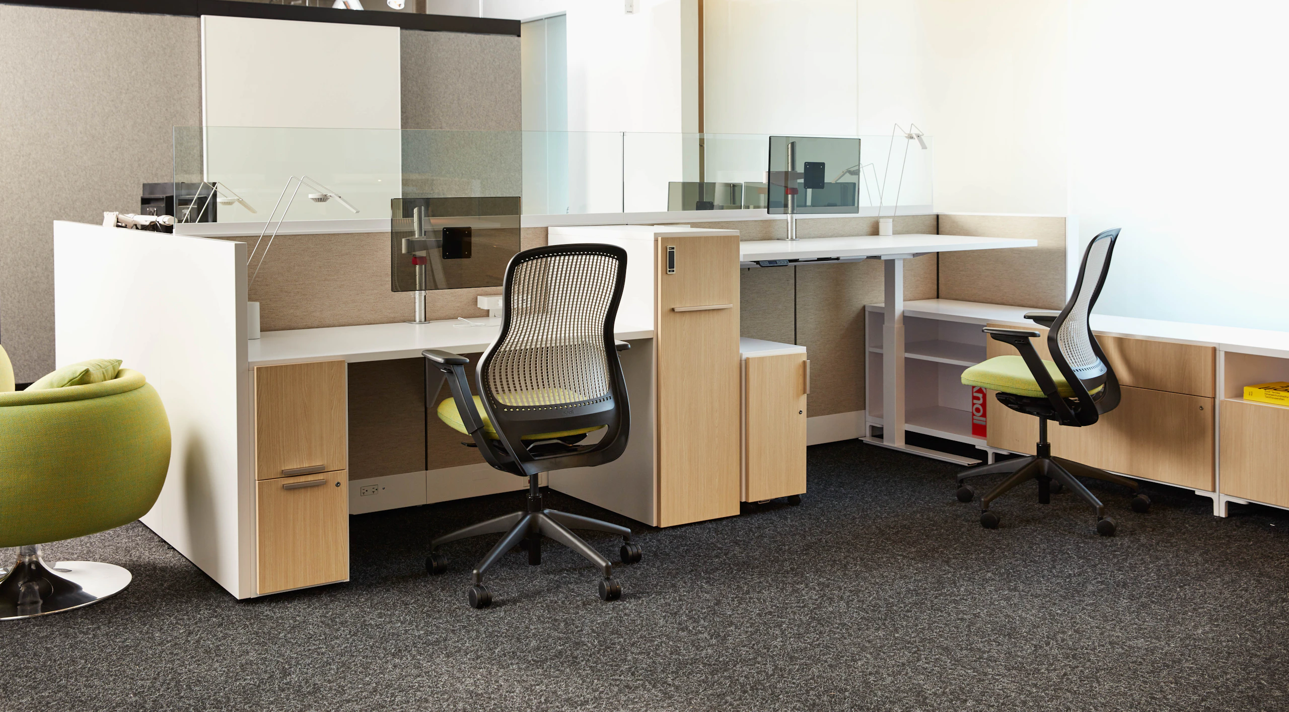 neochon showroom 2017 efficient planning anchor storage anchor tower anchor credenza ReGeneration by Knoll tone height adjustable table sapper monitor arm