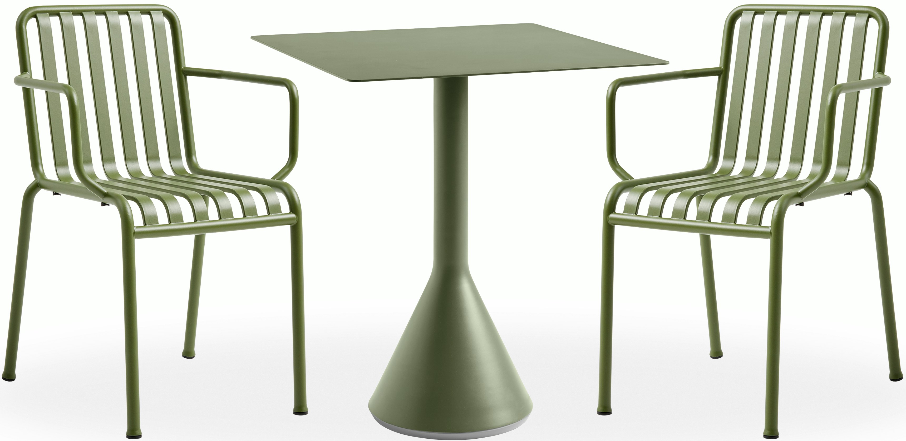 Palissade Cafe Set - Cone Table Square and 2 Armchairs