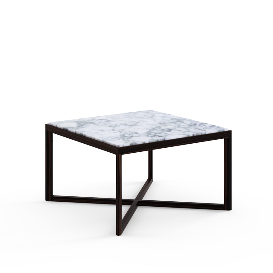 Krusin End Table - Marble, Satin Arabescato, Ebonized Oak