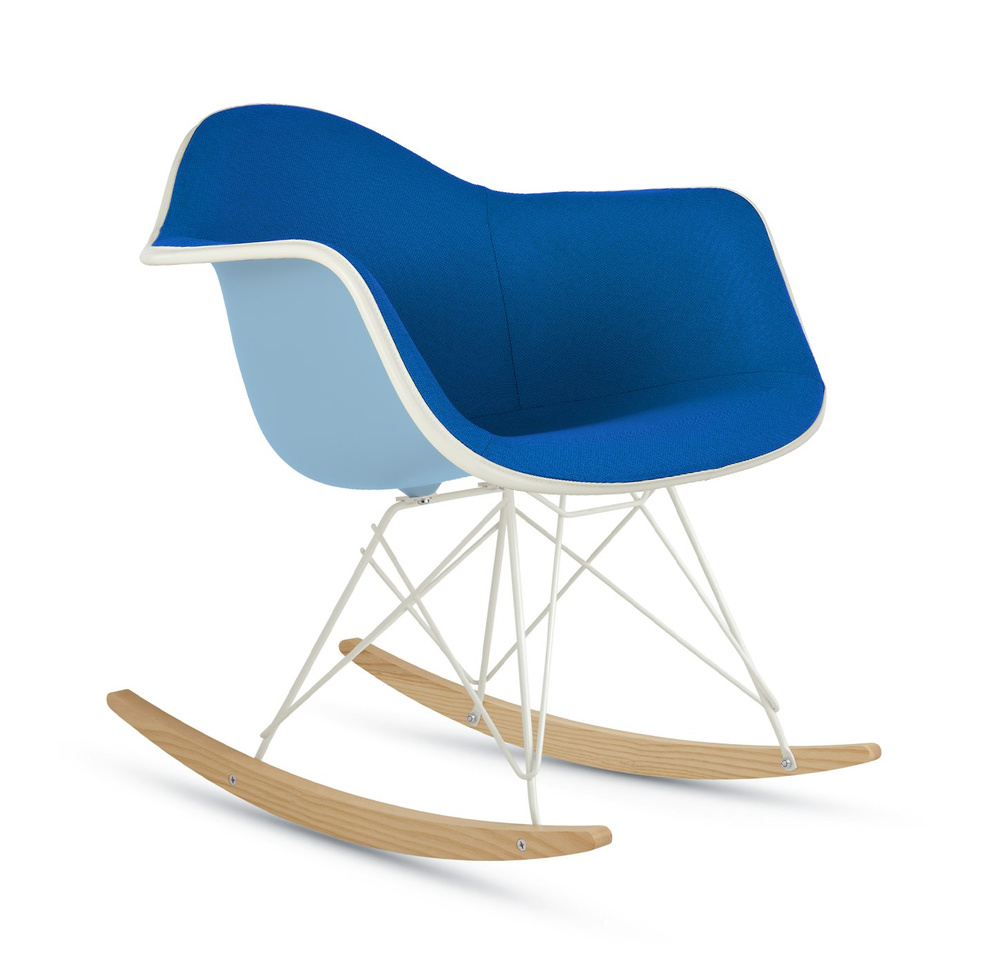 Eames Upholstered Molded Plastic Armchair, Rocker Base