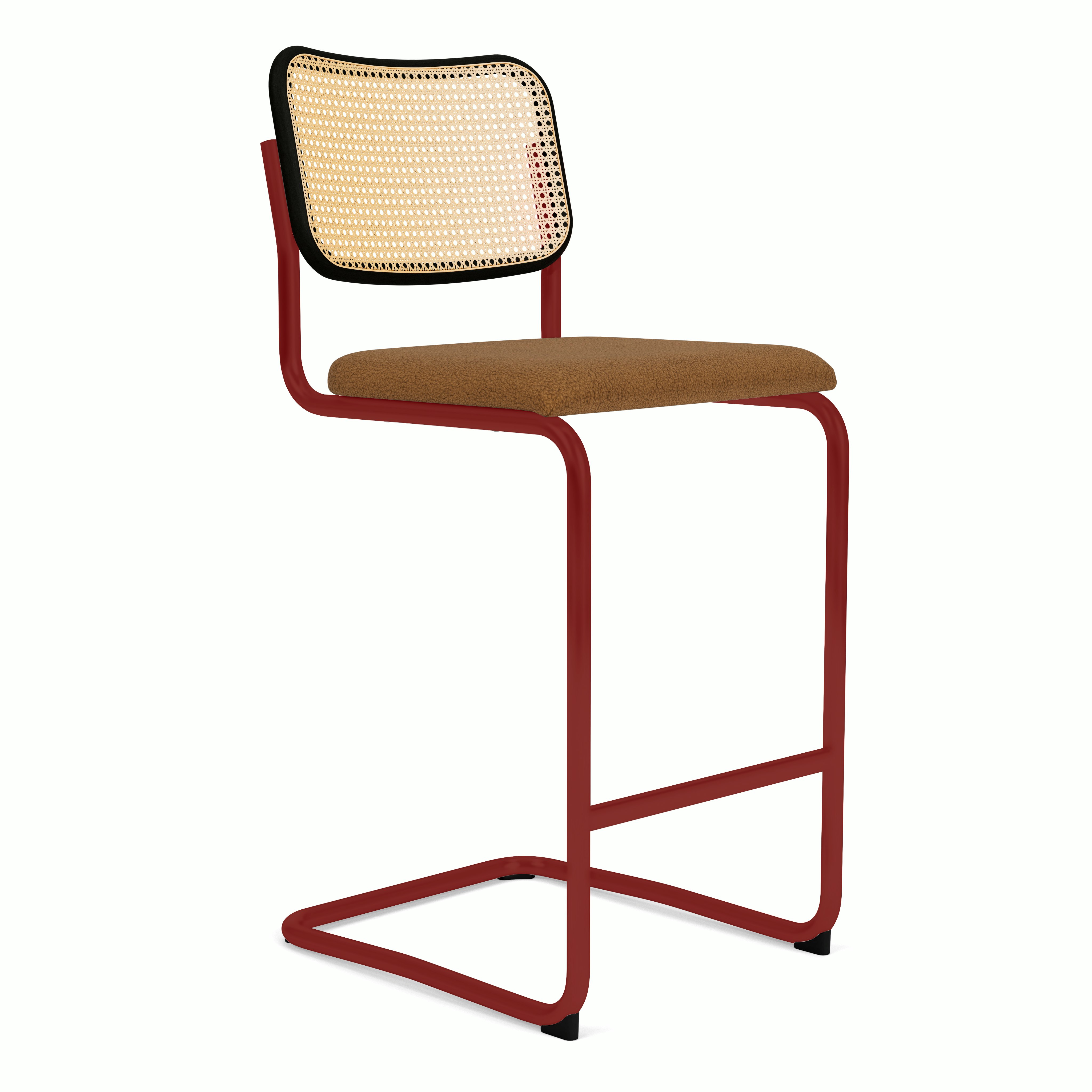 Cesca Upholstered Stool - Ebonized Beech ,  Bar Height ,  Seat Pad,  puff,  bronze,  red frame