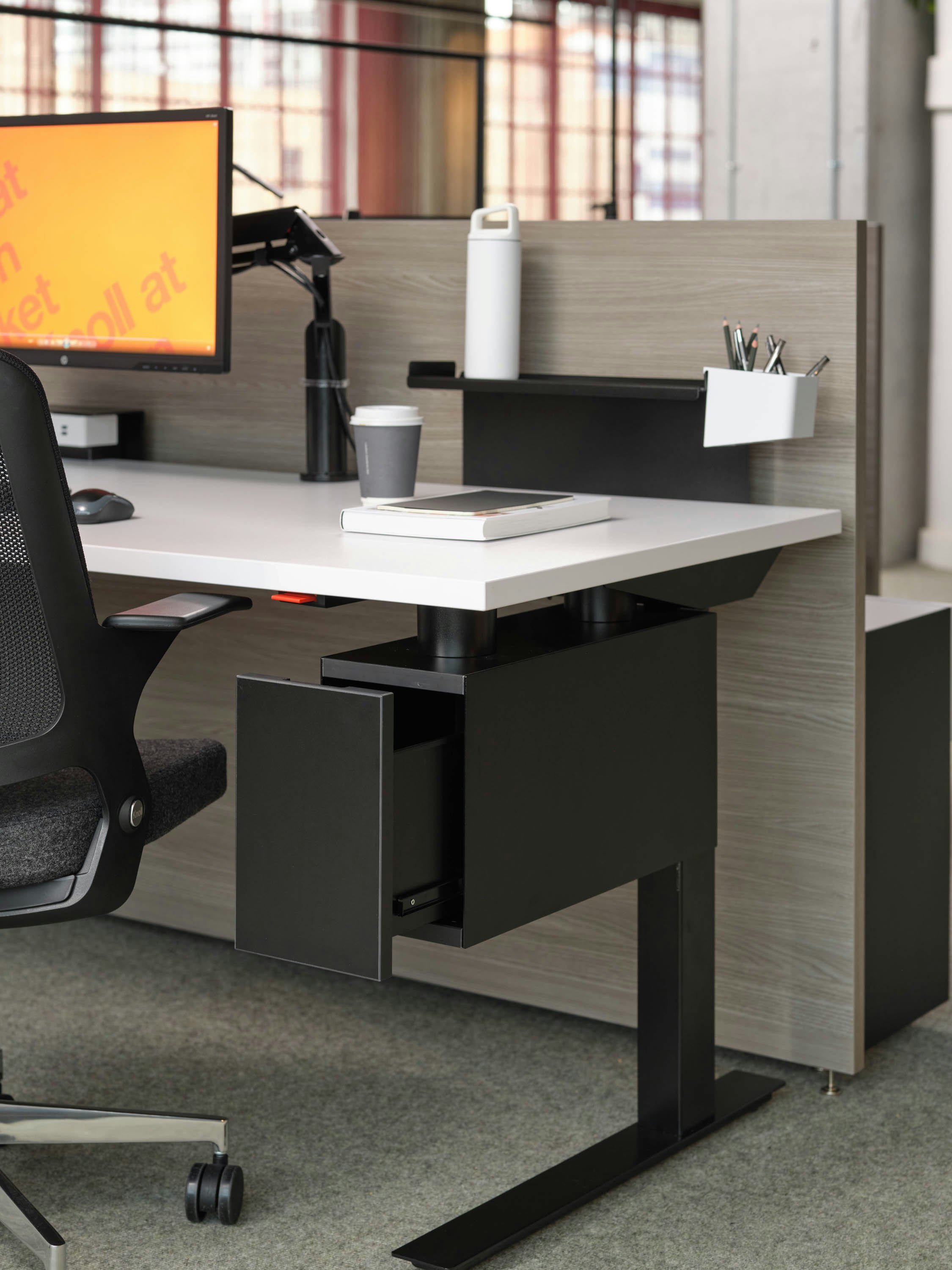 antenna workspaces hybrid storage suspended workstation desktop shelf cup