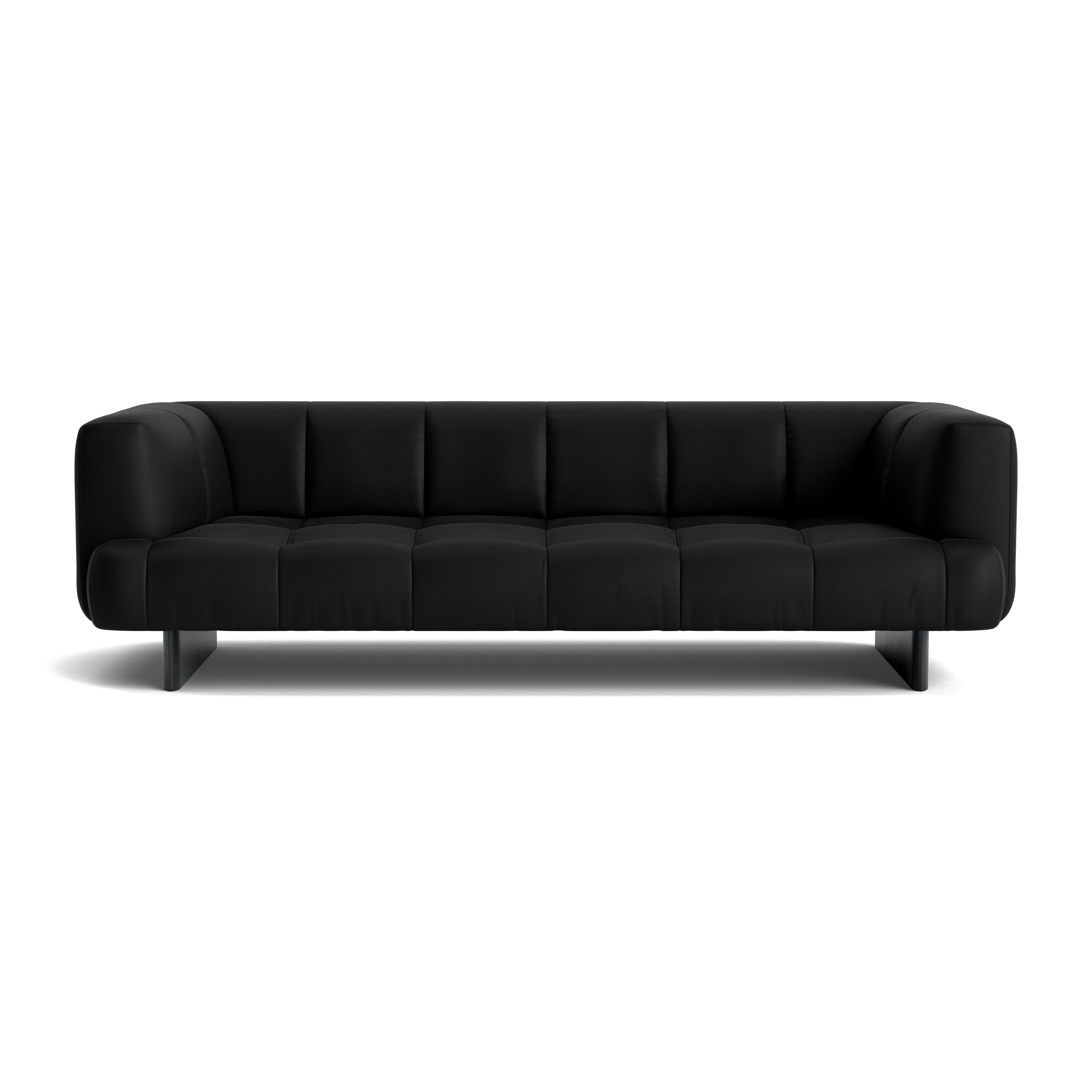 Quilton Lift Sofa - 3-Seat Sofa, Prone Leather, Obsidian, Black Lacquered Oak