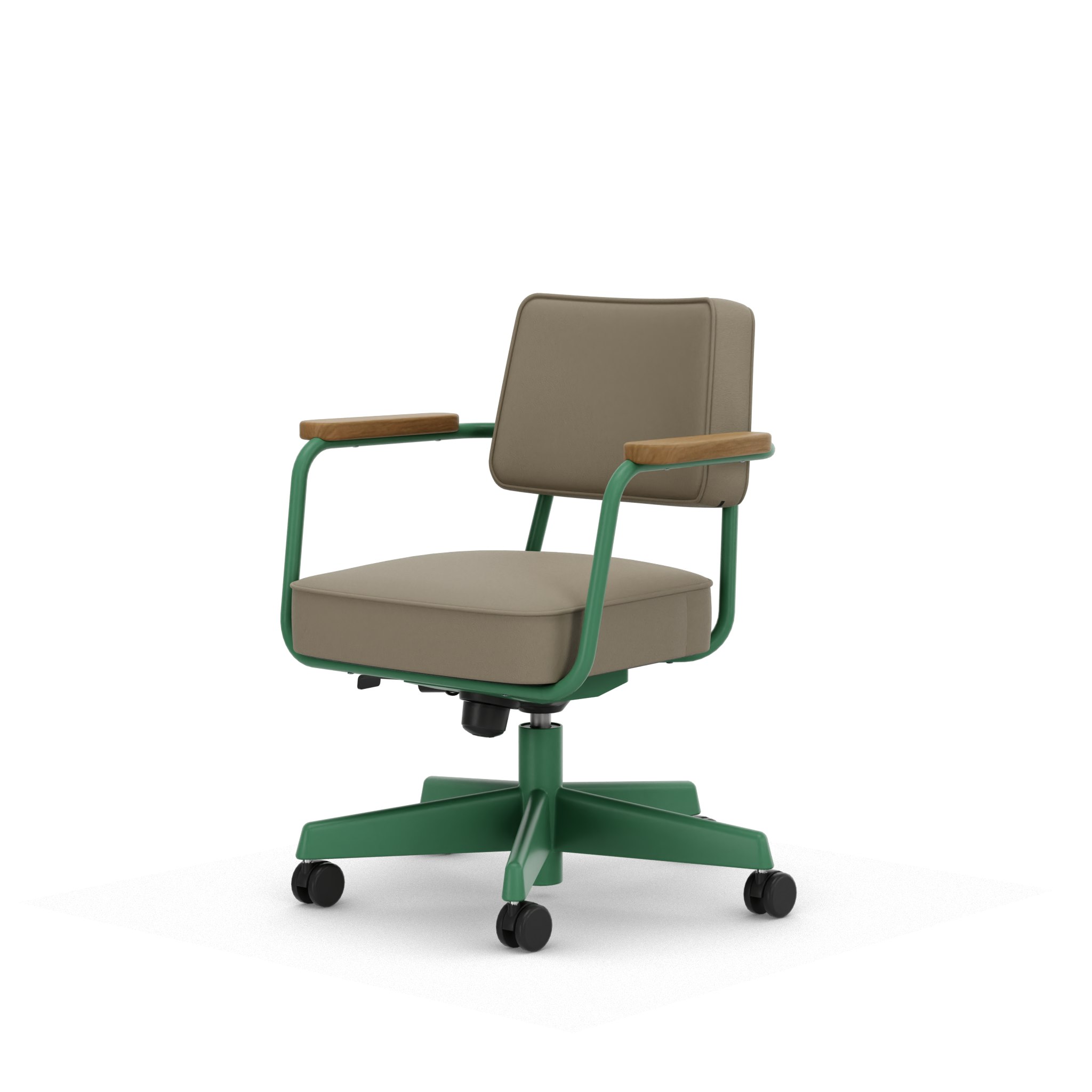 Fauteuil Direction Pivotant - Leather Premium F,   Sand,   Ble Vert,   Natural Oak,   Hard Castor