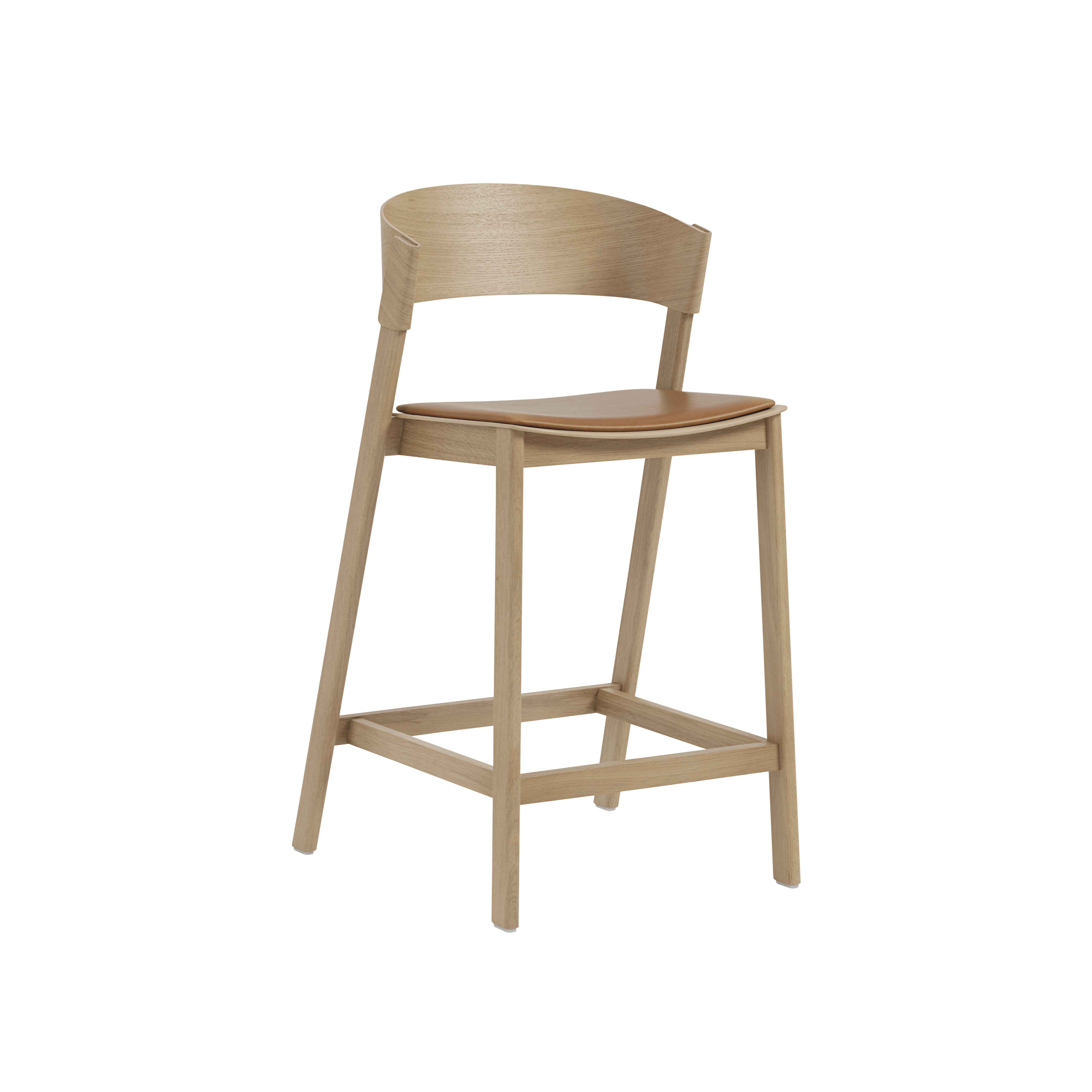 Cover Stool - Counter Height,  Oak,  Refine Leather,  Cognac