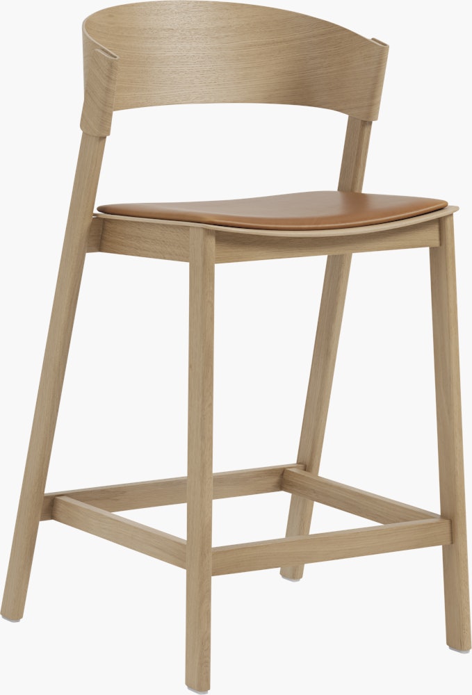 Cover Stool - Counter Height,  Oak,  Refine Leather,  Cognac