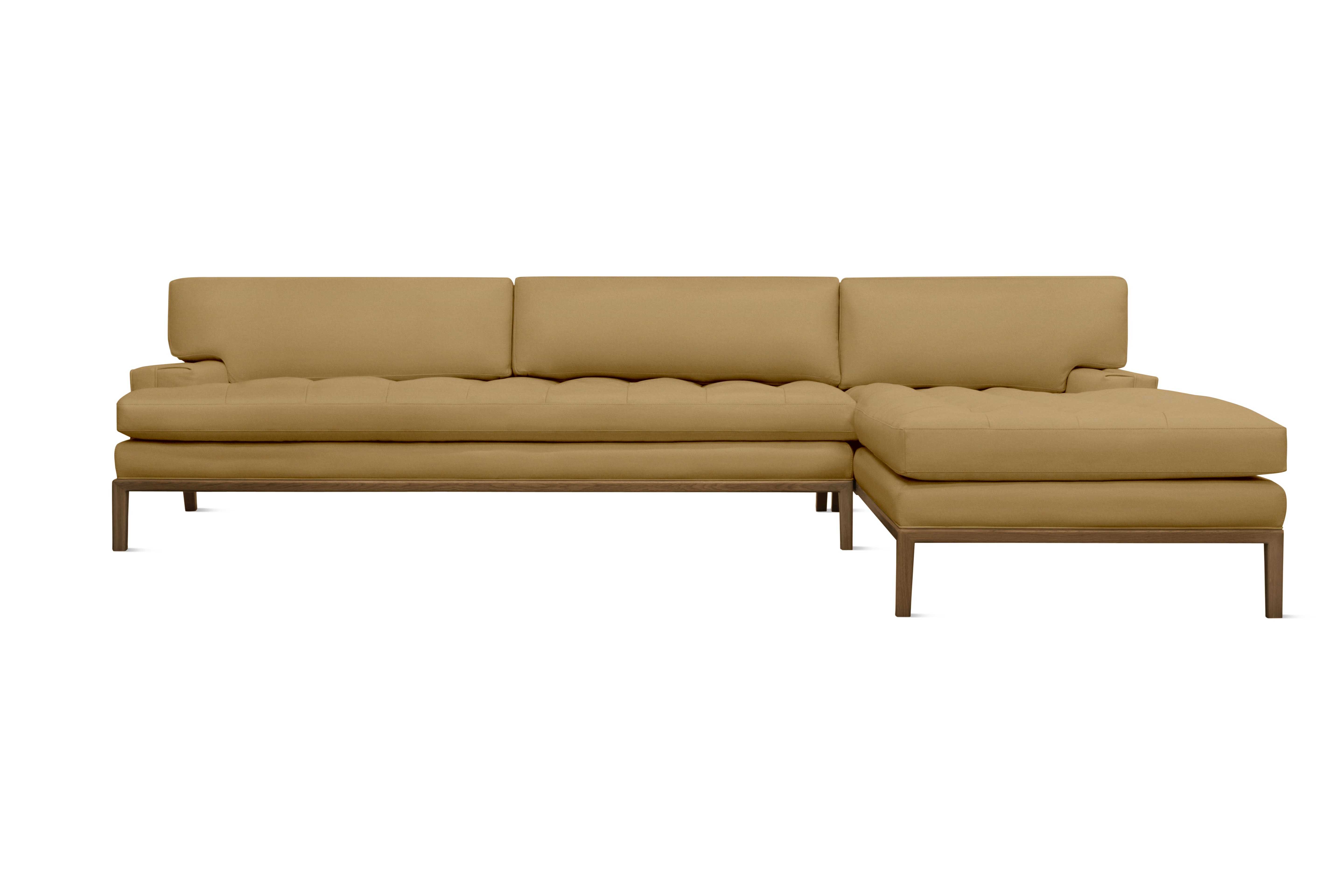 Forster Sectional with Chaise - Right,  Marquis Velvet,  Coffee,  Walnut
