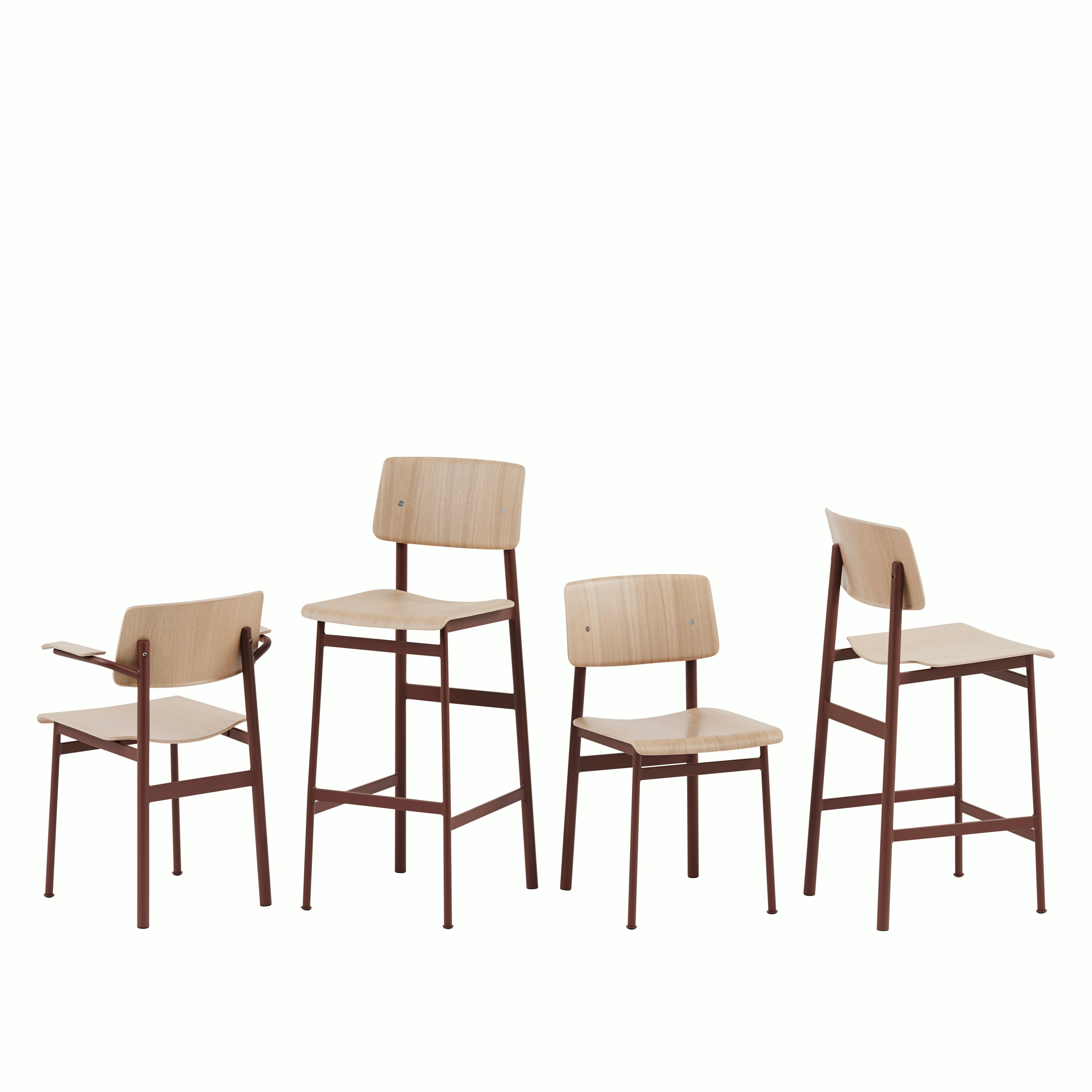 Loft Stool family deep red oak