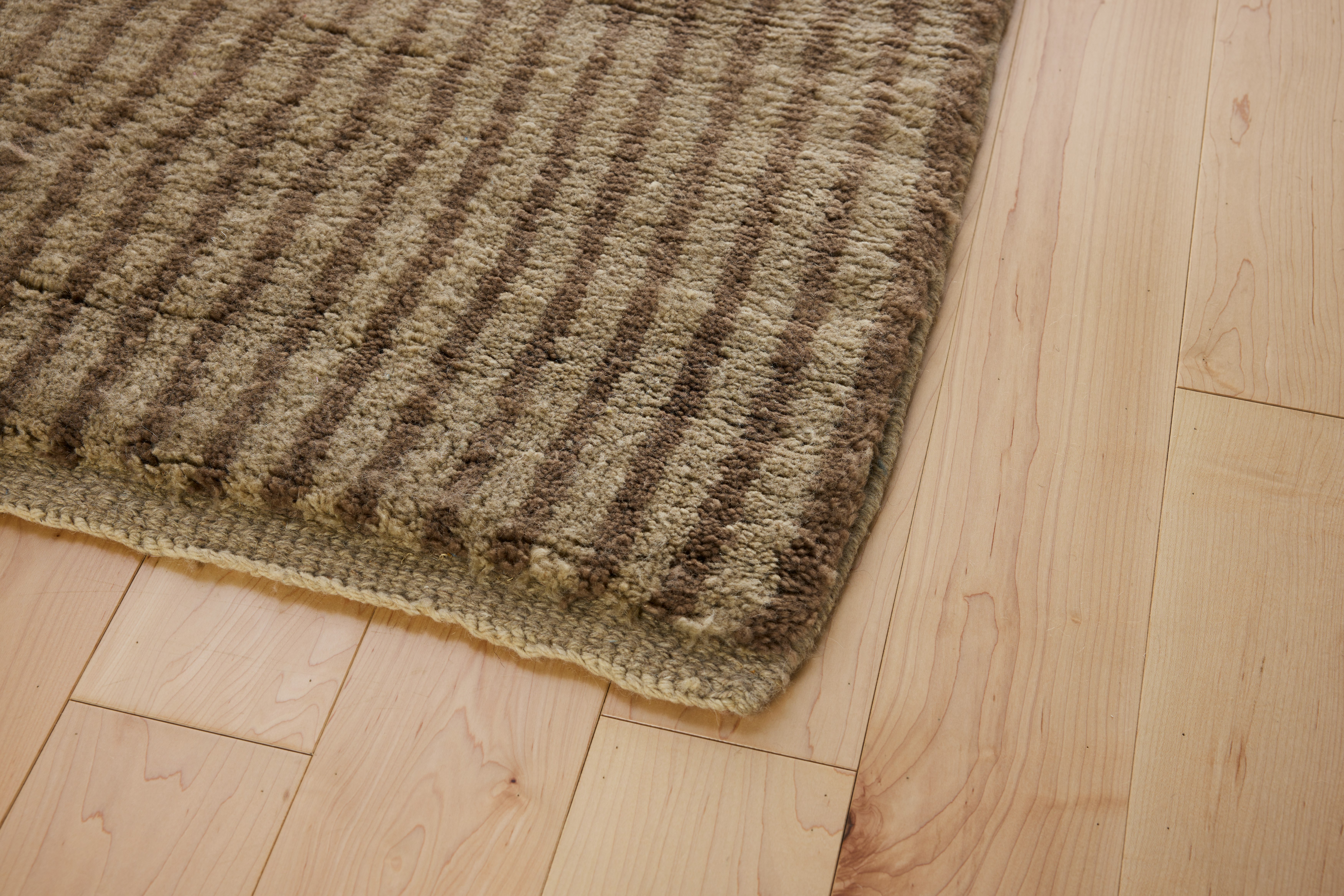 Borderline Wool Moroccan Rug - Light Grey