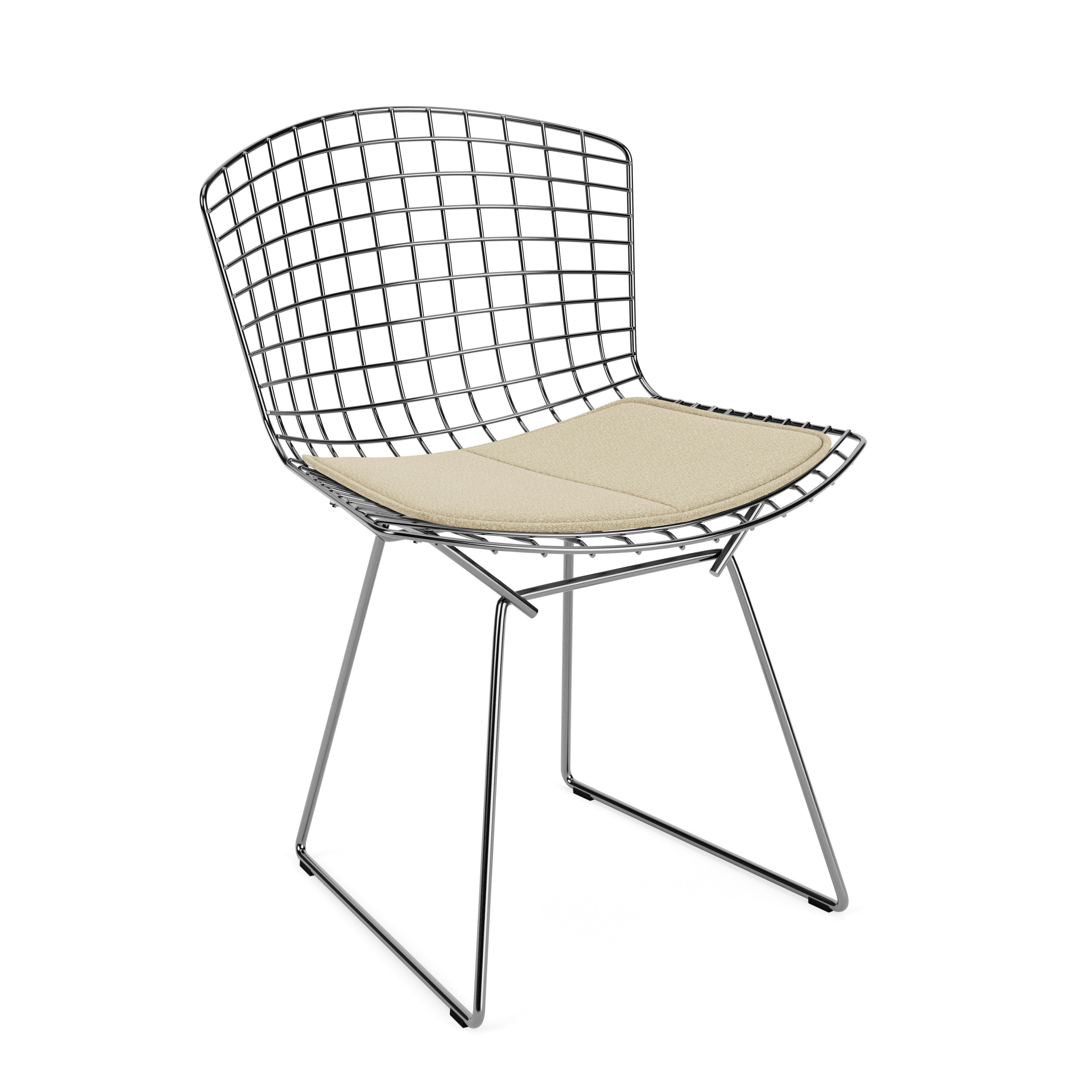Bertoia Side Chair- Seat Pad, Polished Chrome, Classic Boucle, Neutral