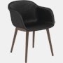 Fiber Dining Chair - Armchair,  Refine Leather,  Black,  Dark Stained Oak