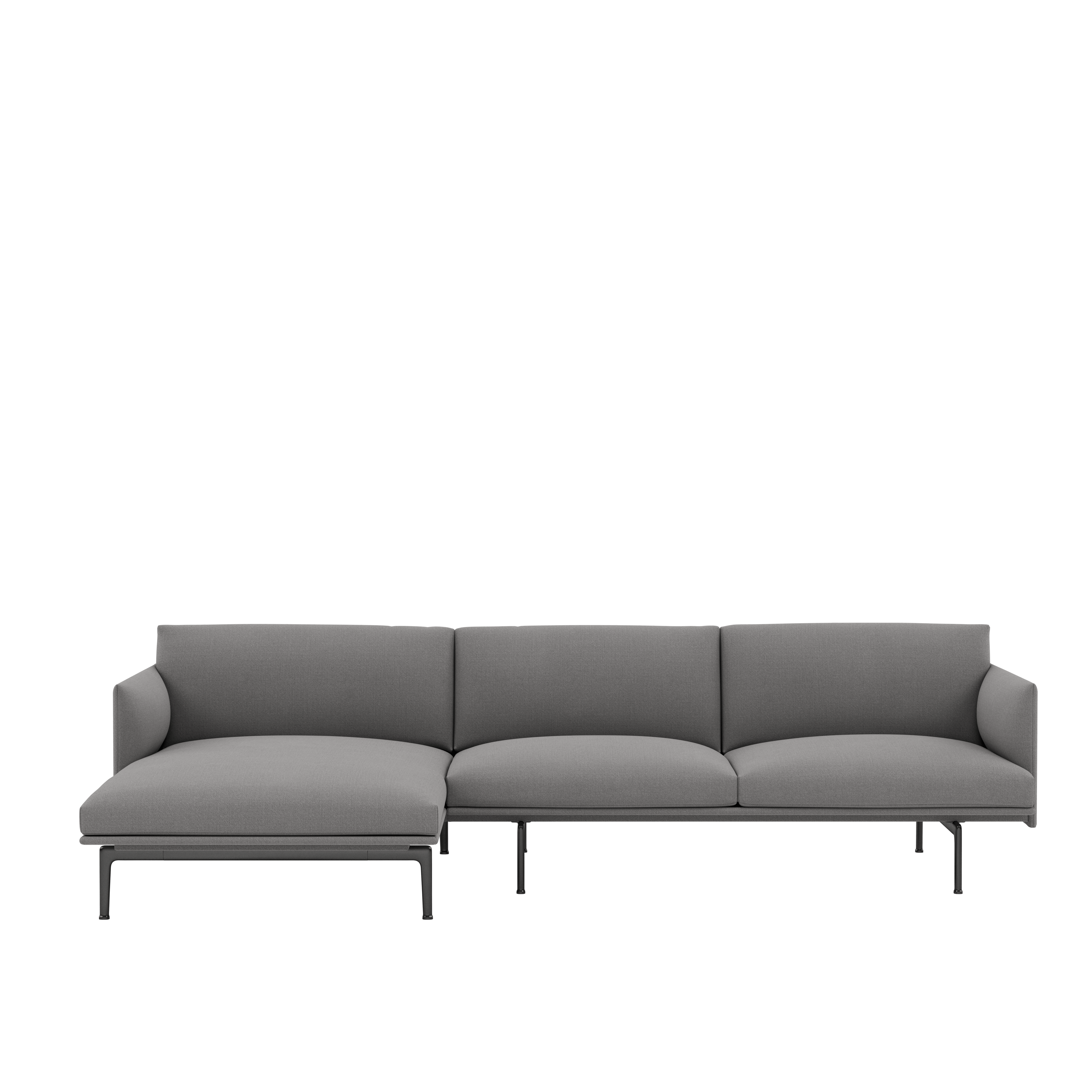Outline Sectional Chaise - Left - Vidar, 152 Dark Grey