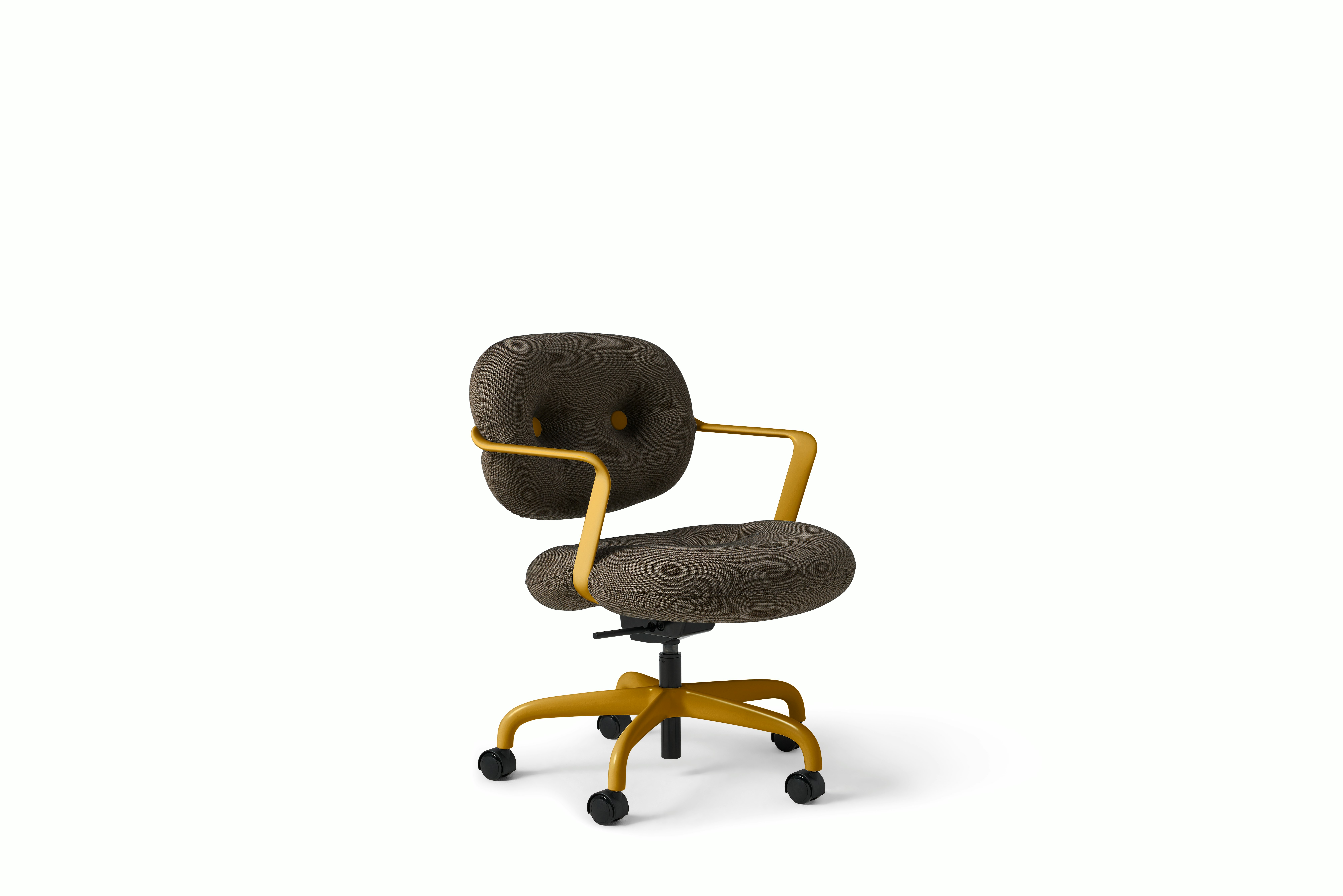 Morrison Hannah Task Chair - With Arms,  Hourglass,  Mocha,  Saffron,  Soft Caster FSC Certified