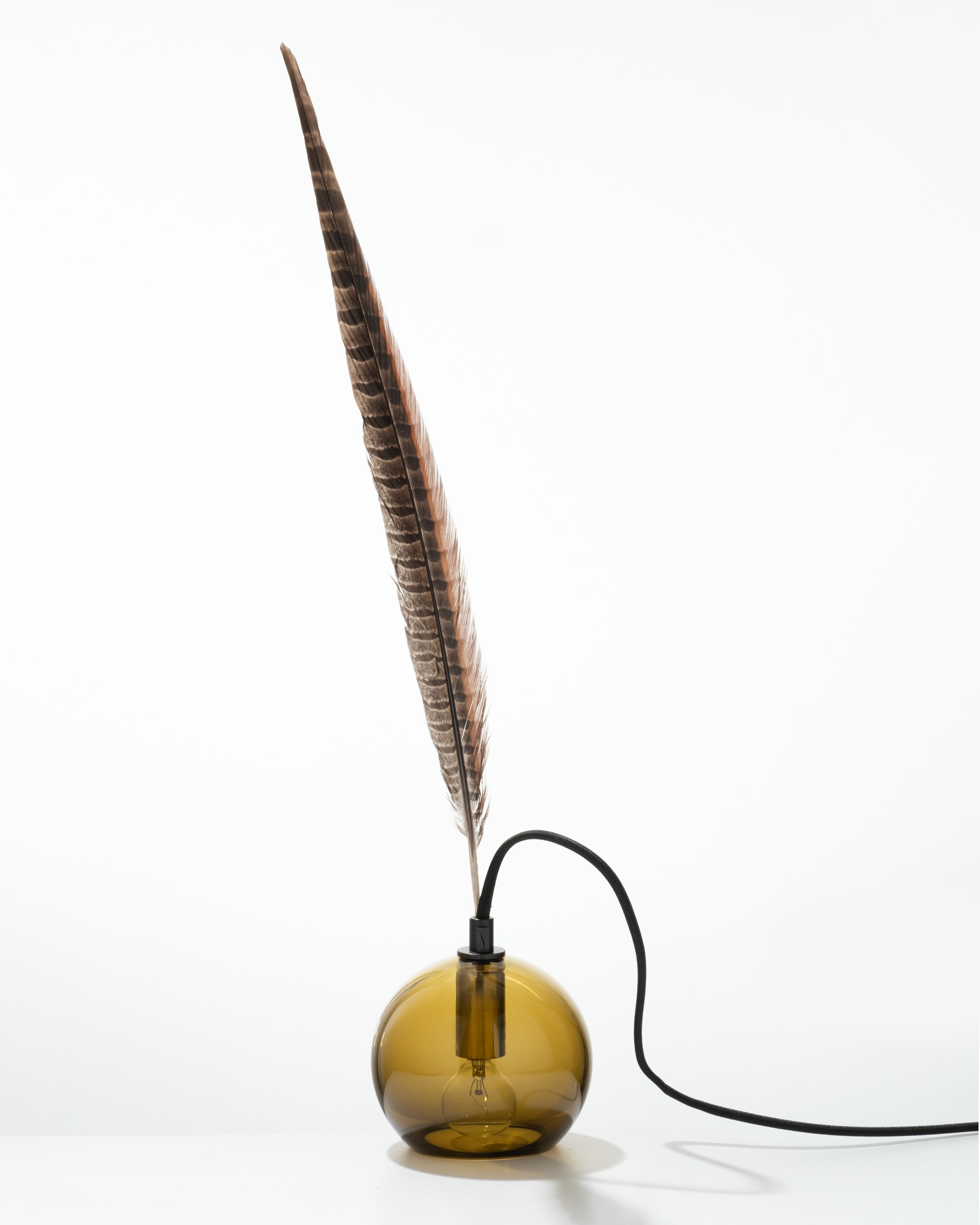 The Smoky Feather Table Lamp - 4.5inch, Brown Feather