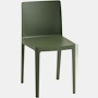 A three quarter angle view of an olive Elementaire Side Chair.