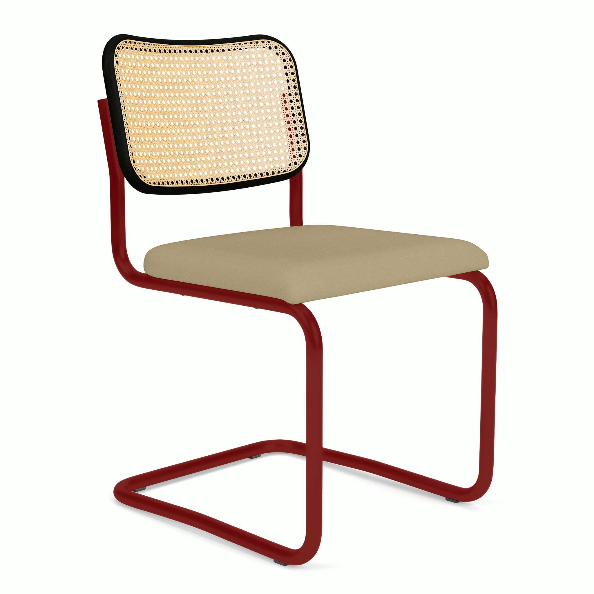 Cesca Upholstered Chair - Ebonized Beech ,  Side Chair ,  Seat Pad,  topos,  papyrus,  red frame