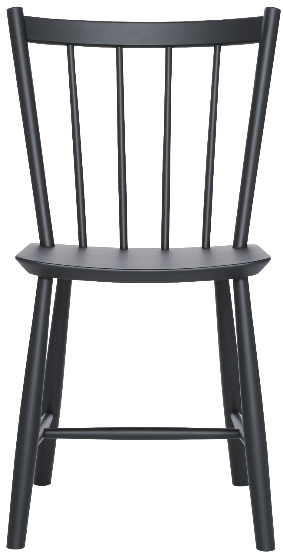A black J 41 Side Chair viewed from the front