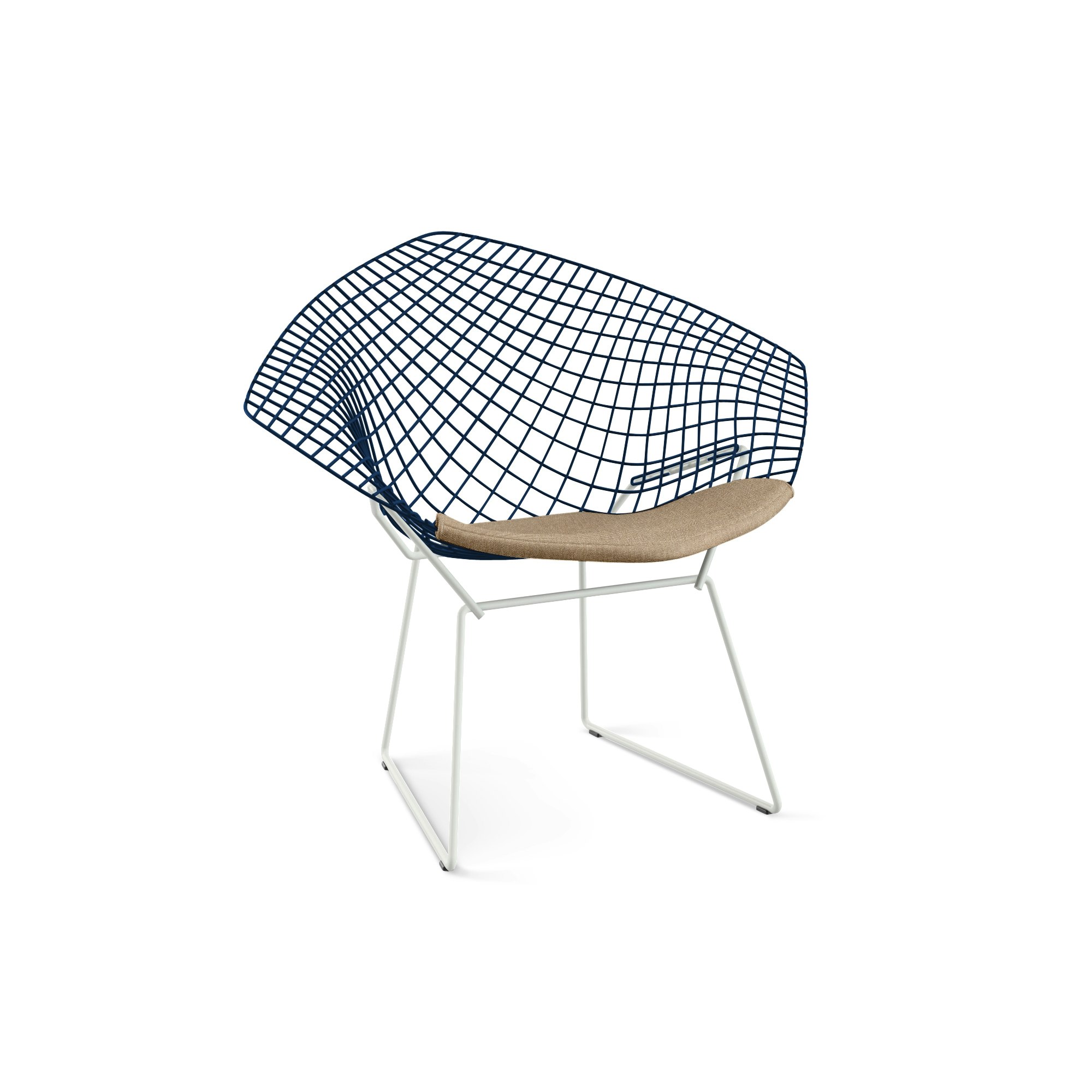 Bertoia Diamond Chair,  Blue Frame,  White Base,  Aegean,  Path